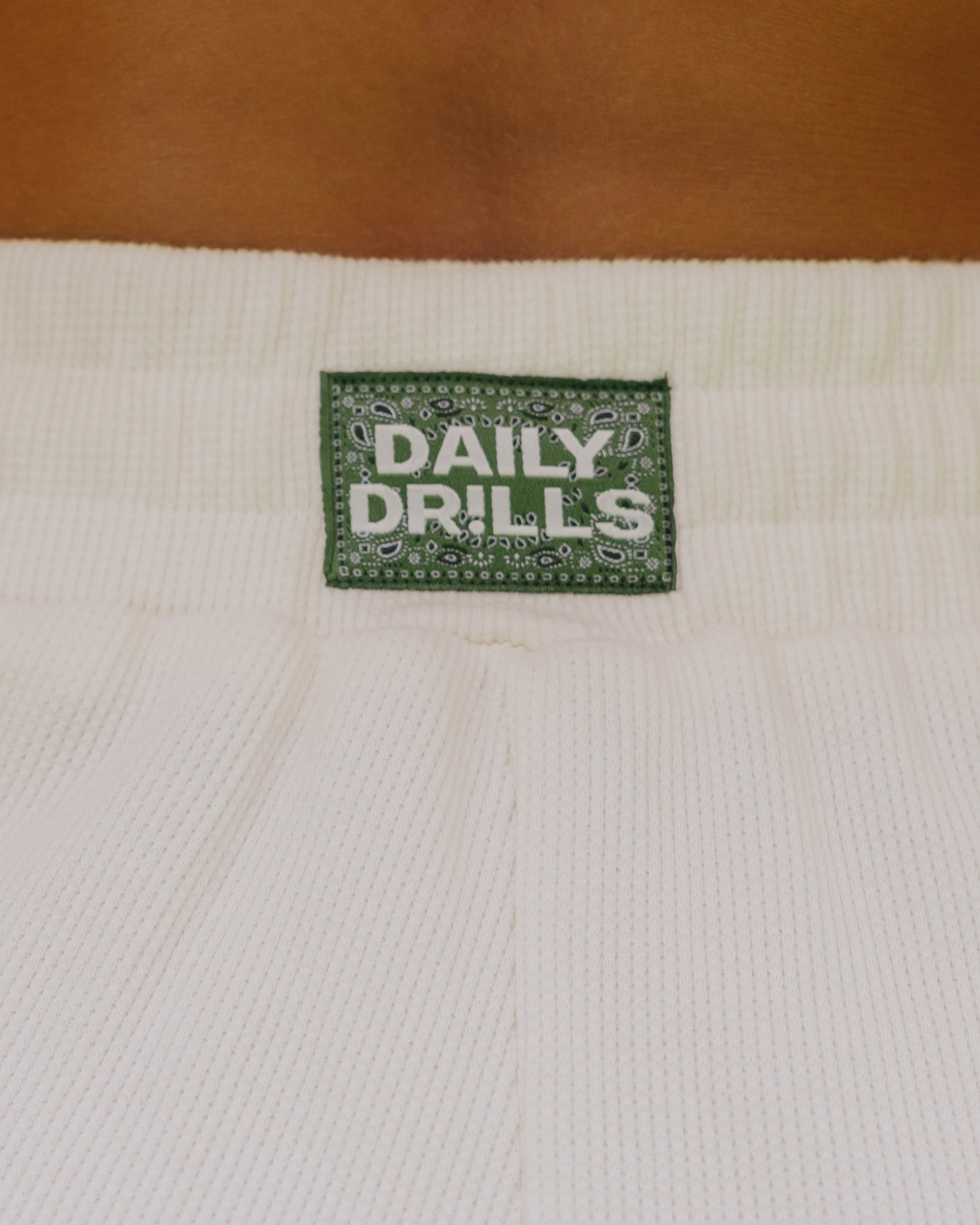 Thermal Resort Shorts - Cream with Bandana Patch sold by Daily Drills product image thumbnail 4