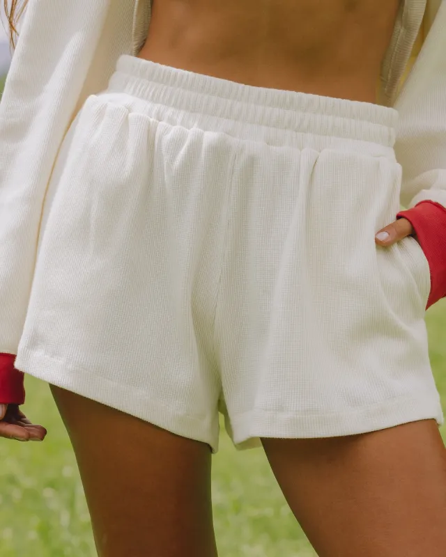 Thermal Resort Shorts - Cream with Bandana Patch sold by Daily Drills