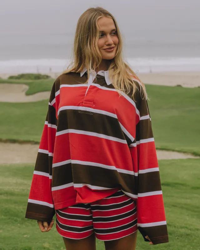 Rugby Tee - Heart + White + Coco Stripe sold by Daily Drills