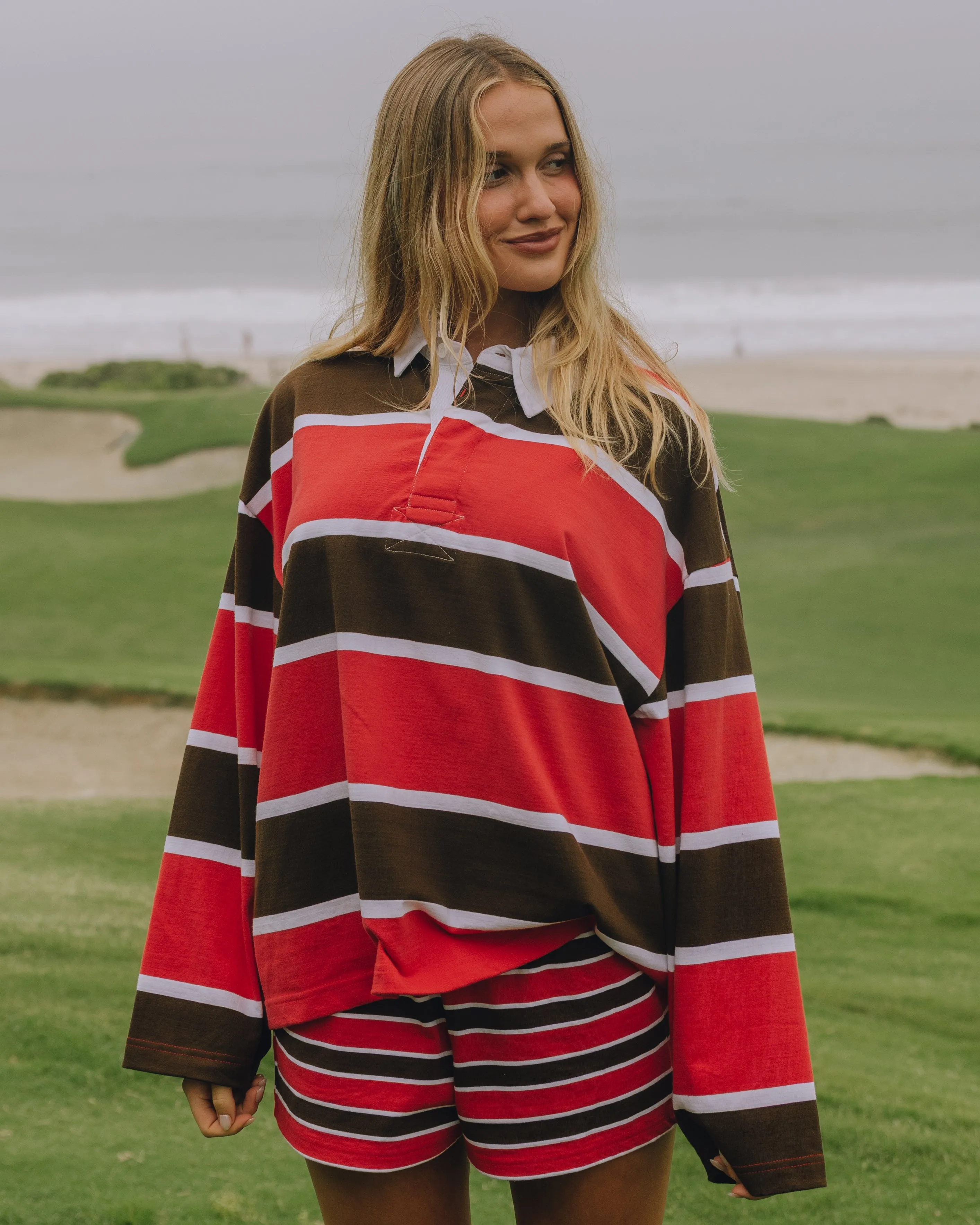 Rugby Tee - Heart + White + Coco Stripe sold by Daily Drills