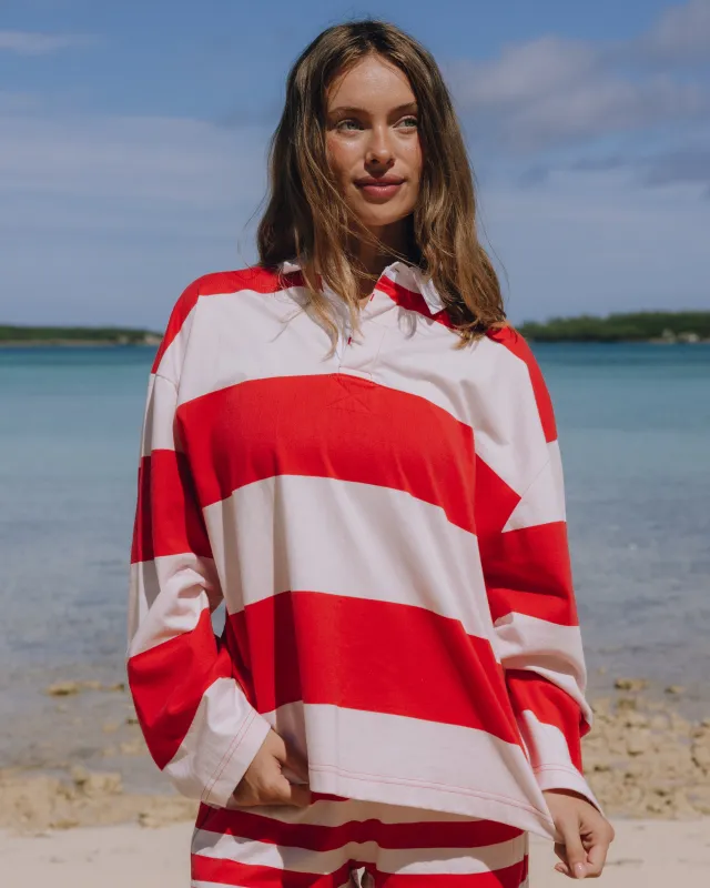 Rugby Tee - Heart + Pale Pink Stripe sold by Daily Drills