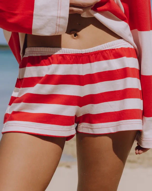 Micro Shorts - Heart + Pale Pink Stripe sold by Daily Drills