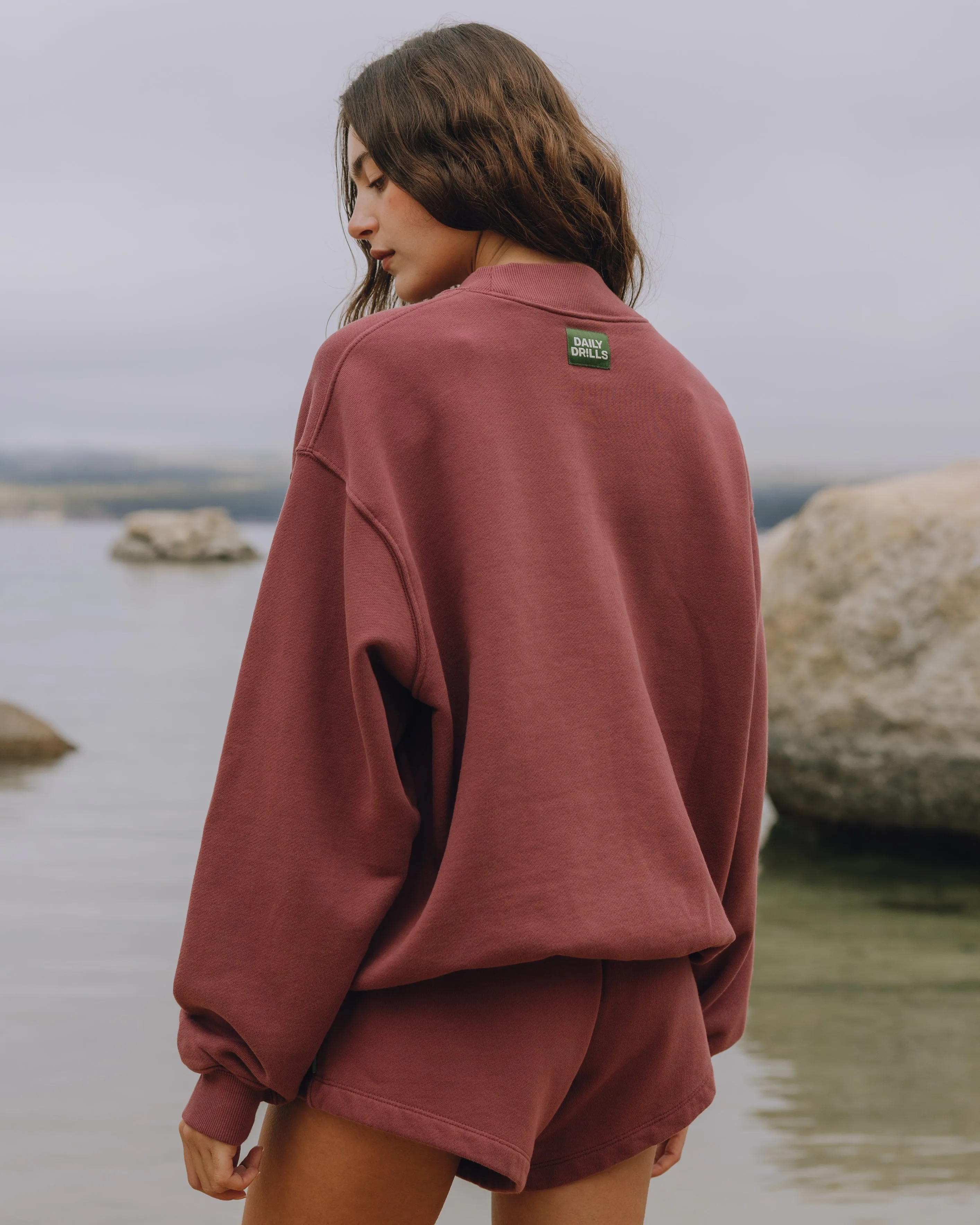 Oversized Heavyweight Vintage Crew - Wine sold by Daily Drills product image thumbnail 2
