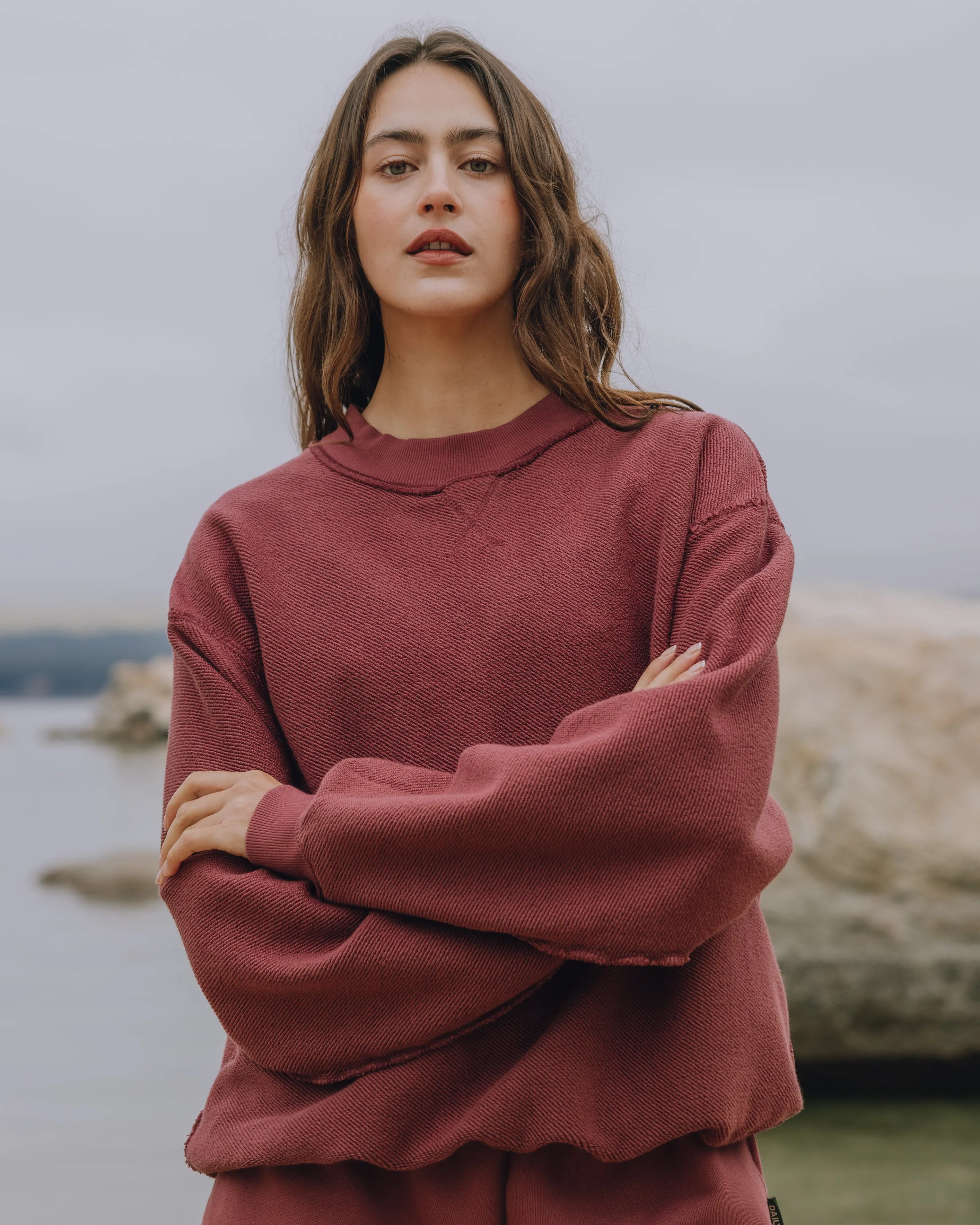 Oversized Heavyweight Vintage Crew - Wine sold by Daily Drills product image thumbnail 5