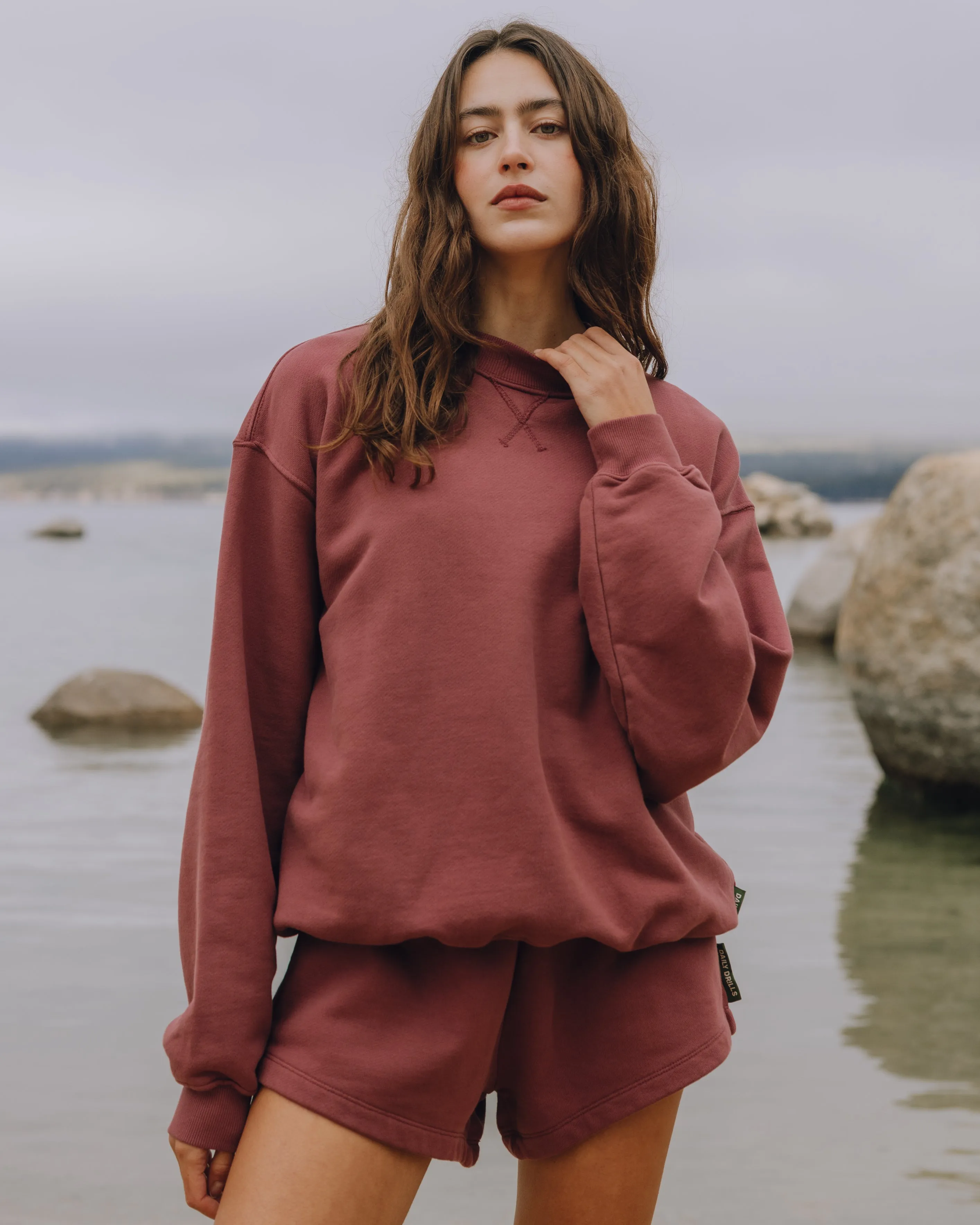 Oversized Heavyweight Vintage Crew - Wine sold by Daily Drills