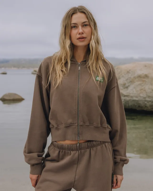 Heavyweight Double Zip Hoodie - Mocha made by Daily Drills
