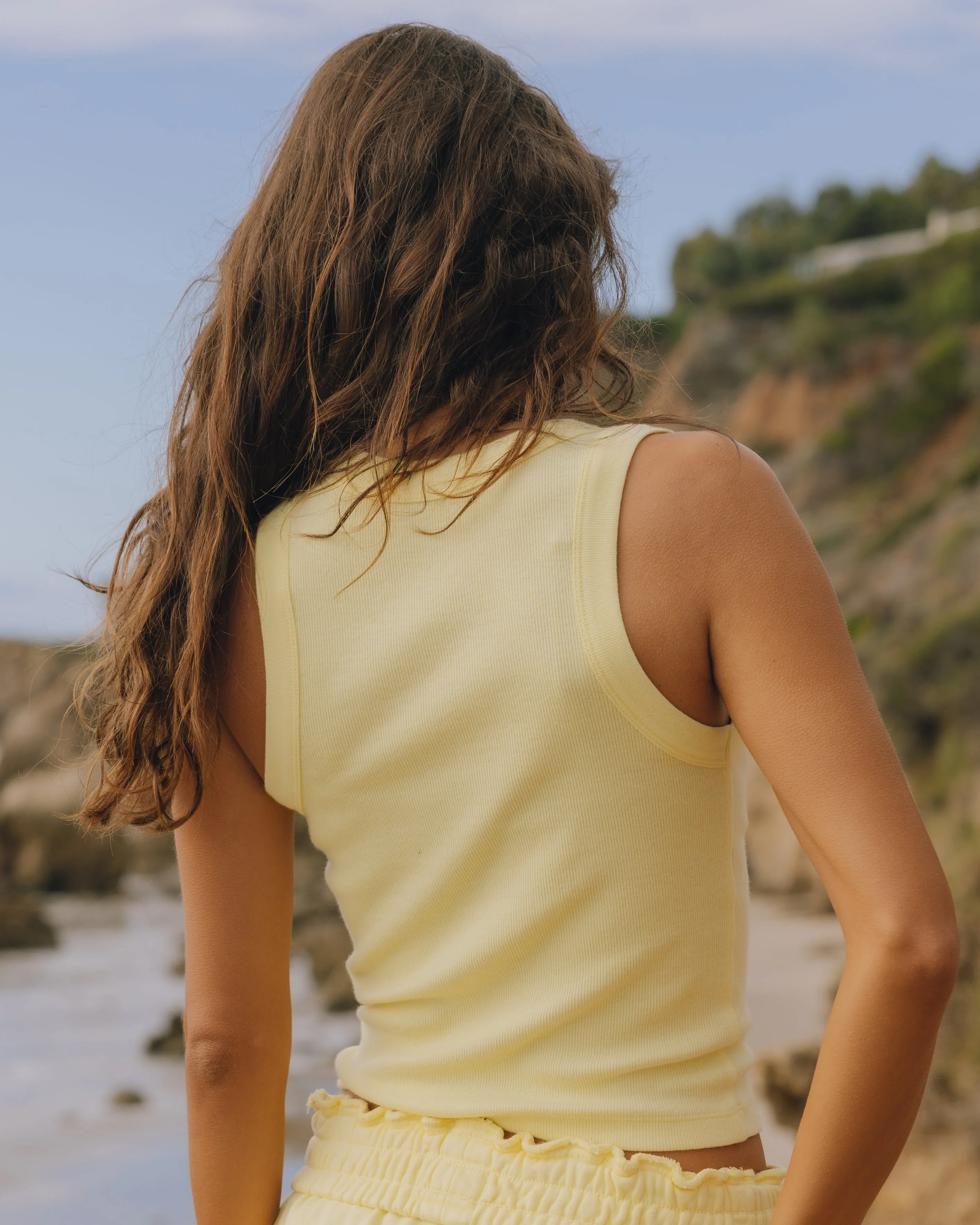 Logo Ribbed Tank - Lemonade with Monochrome Patch sold by Daily Drills product image thumbnail 2