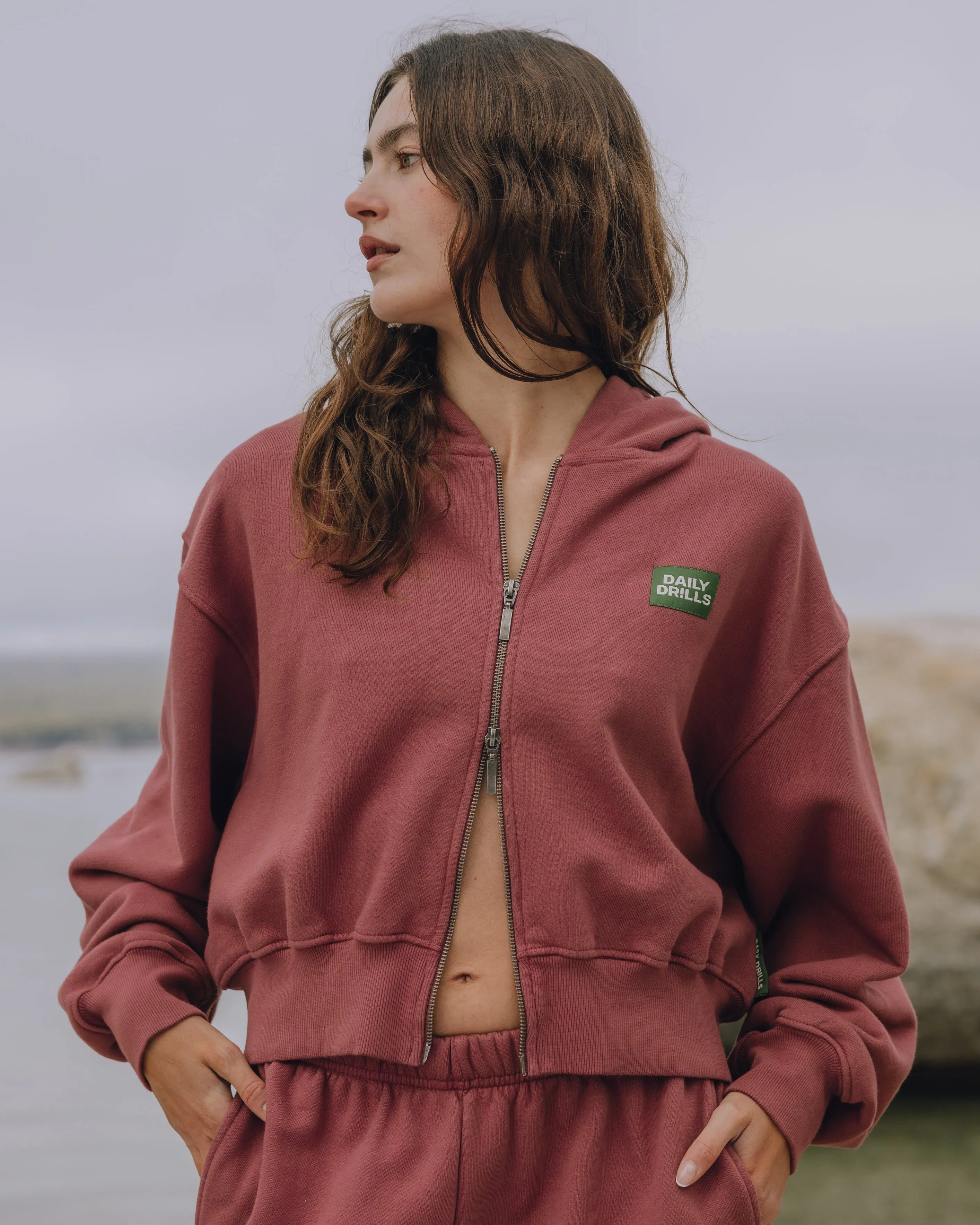 Heavyweight Double Zip Hoodie - Wine sold by Daily Drills product image thumbnail 3