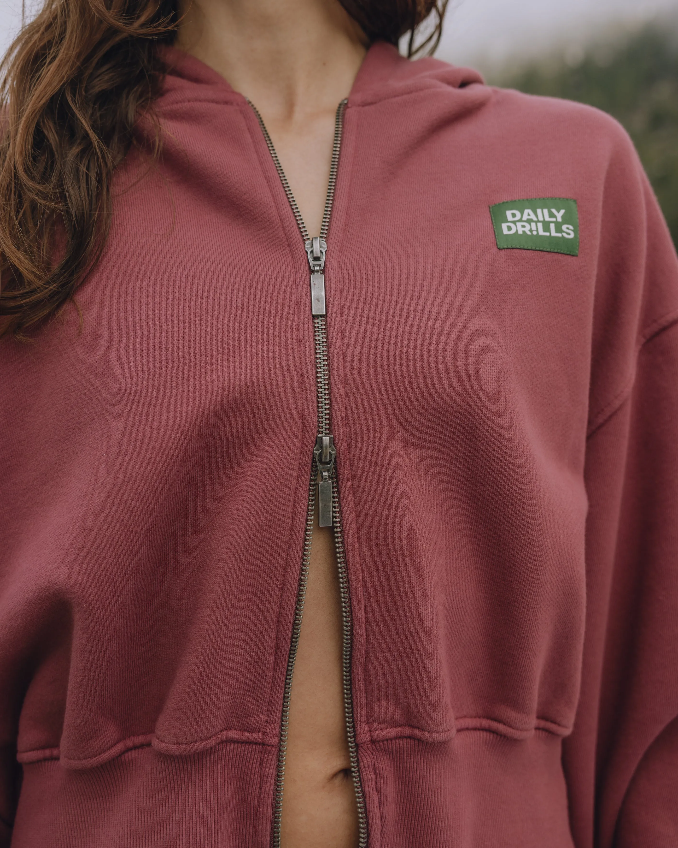 Heavyweight Double Zip Hoodie - Wine sold by Daily Drills product image thumbnail 5
