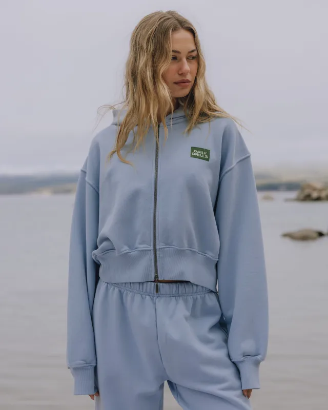 Heavyweight Double Zip Hoodie - Mist made by Daily Drills
