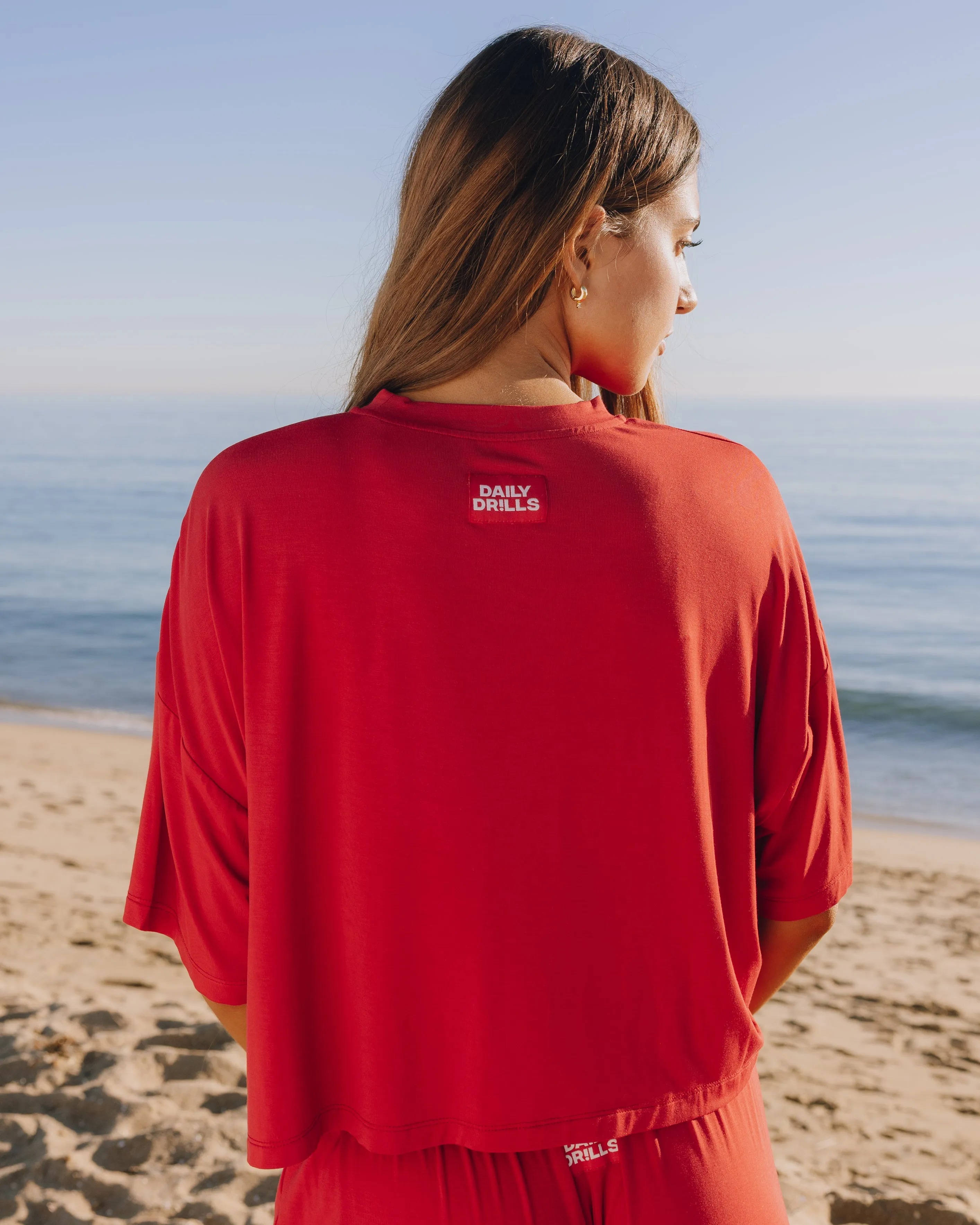 House PJ Boxy Tee - Vintage Red with Vday Patch sold by Daily Drills product image thumbnail 2