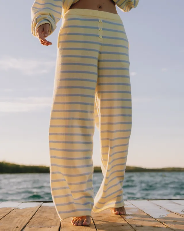 Cashmere Resort Pants - Butter + Light Blue Stripe sold by Daily Drills