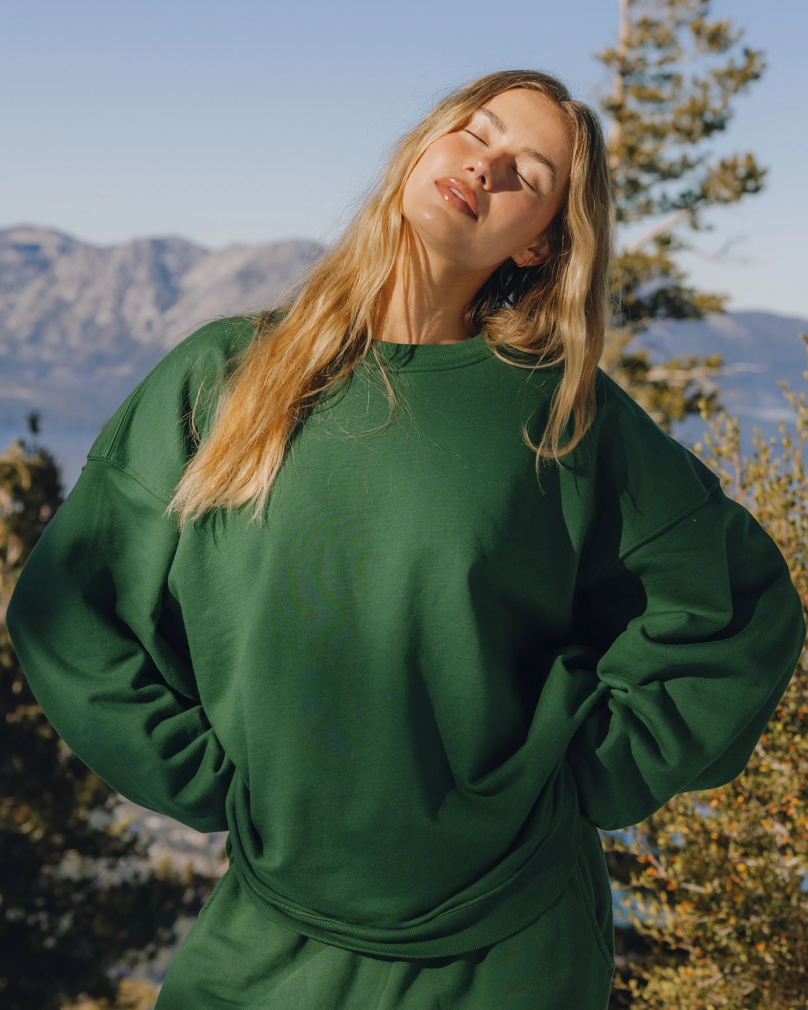 Unisex Oversized Crew - Forest Green sold by Daily Drills