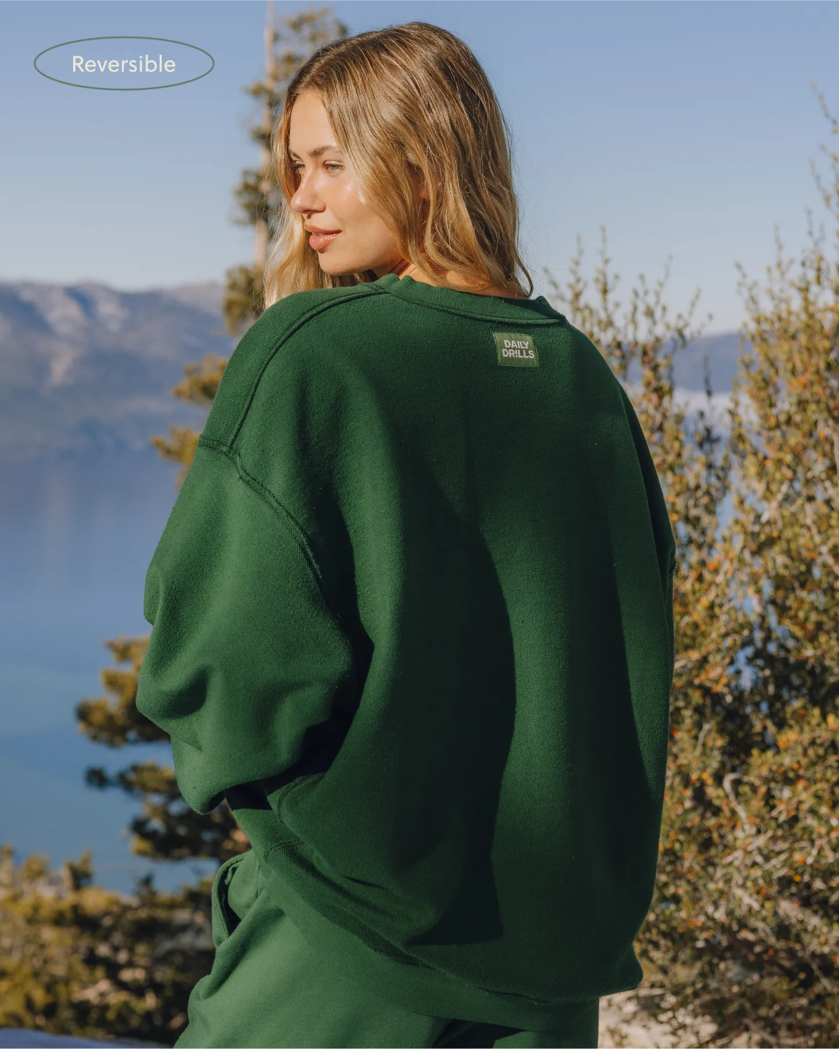 Unisex Oversized Crew - Forest Green sold by Daily Drills product image thumbnail 3