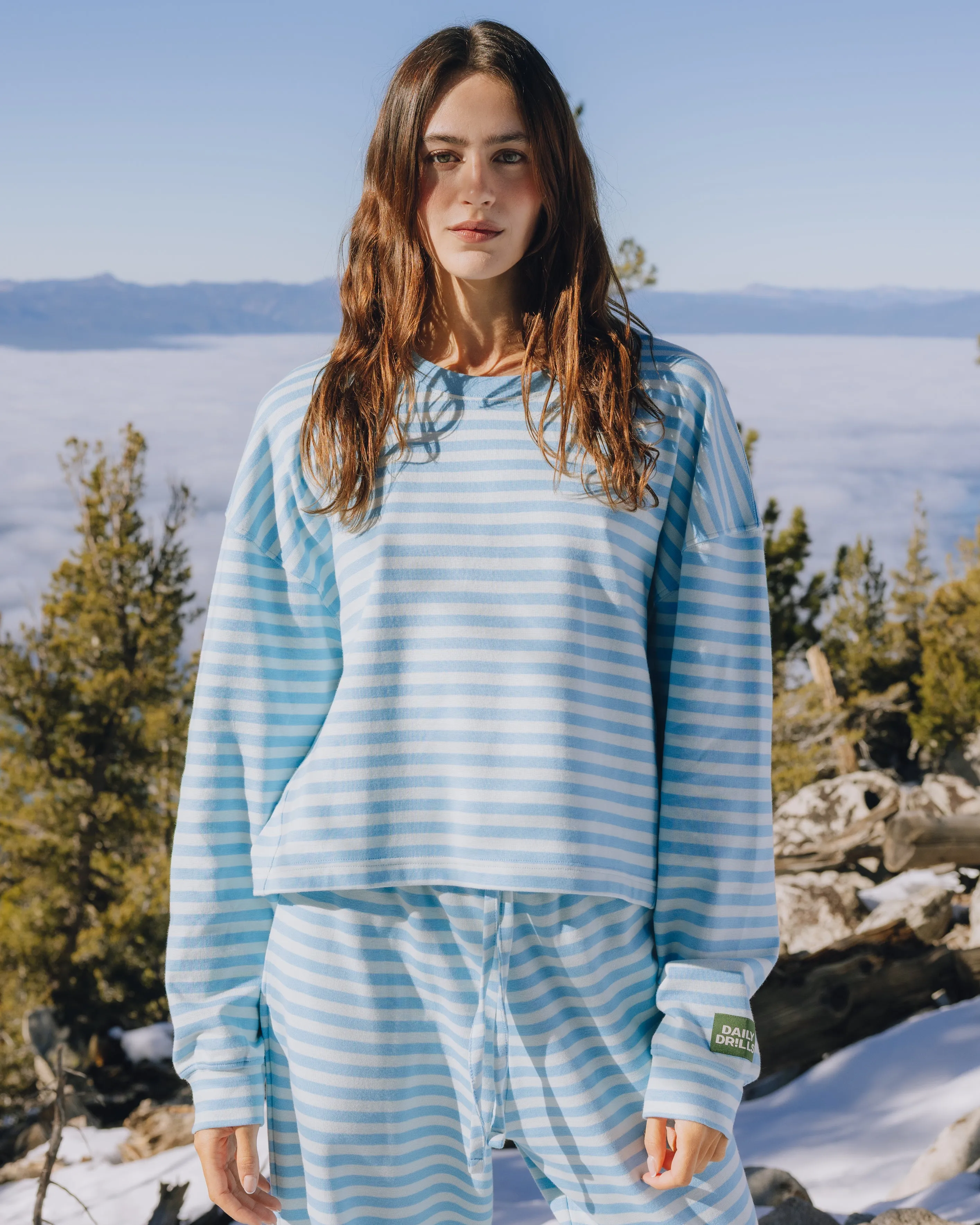 Striped Cotton Long Sleeve - Malibu + Lake Day Stripe sold by Daily Drills