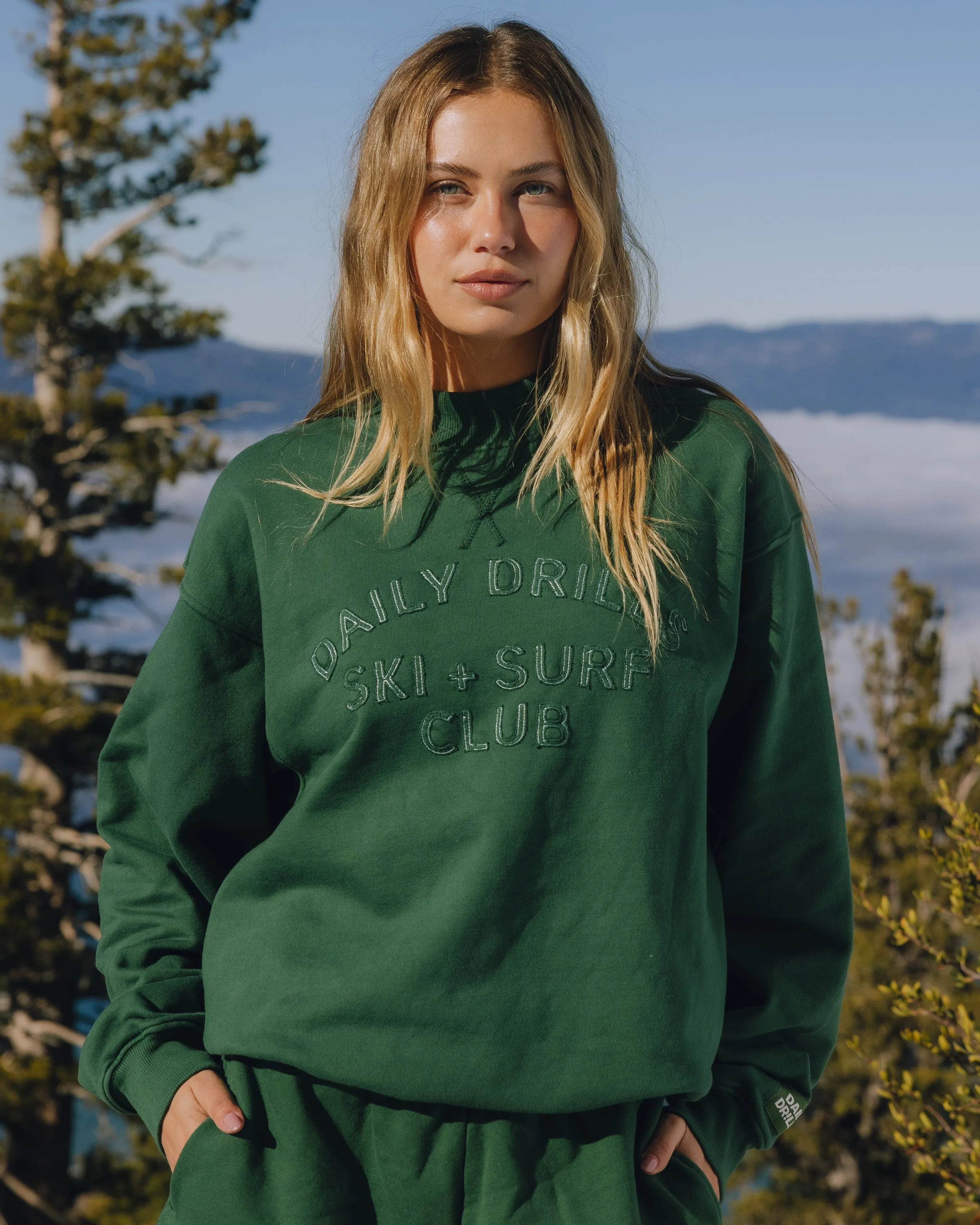 Oversized Vintage Ski + Surf Crew - Forest Green sold by Daily Drills