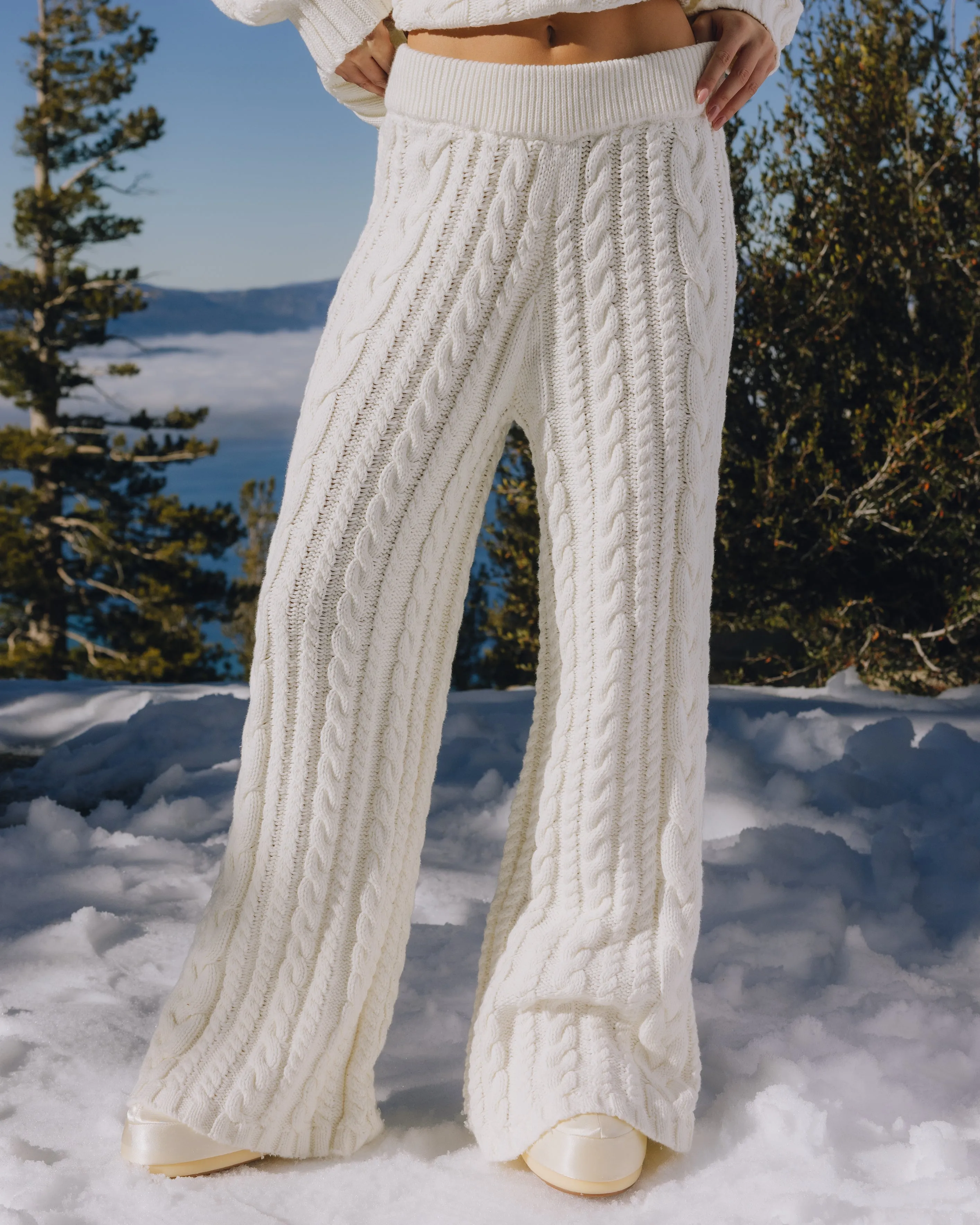 Cable Knit Resort Pants - Cream sold by Daily Drills