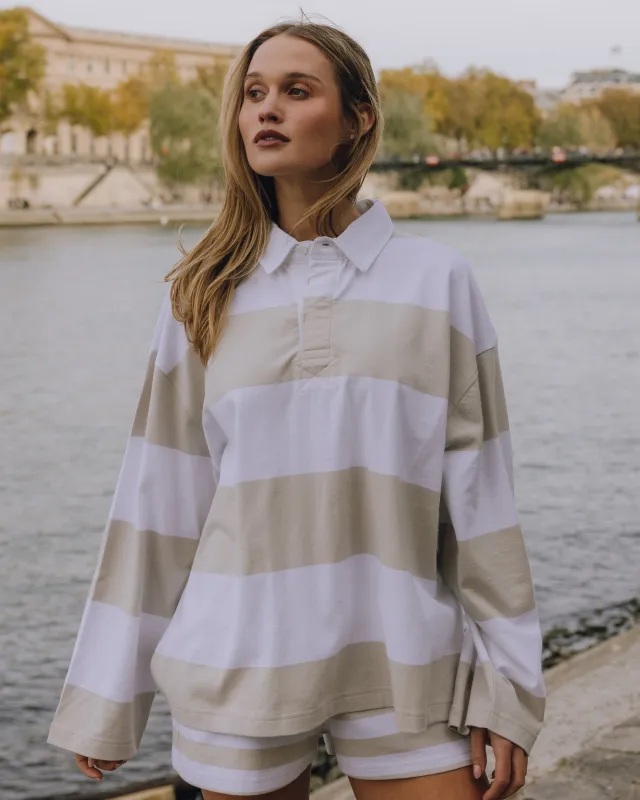 Rugby Tee - Light Grey + White Stripe made by Daily Drills