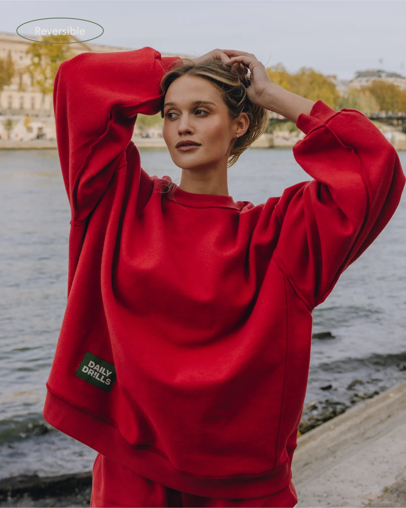 Oversized Fleece Crew - Vintage Red sold by Daily Drills product image thumbnail 3