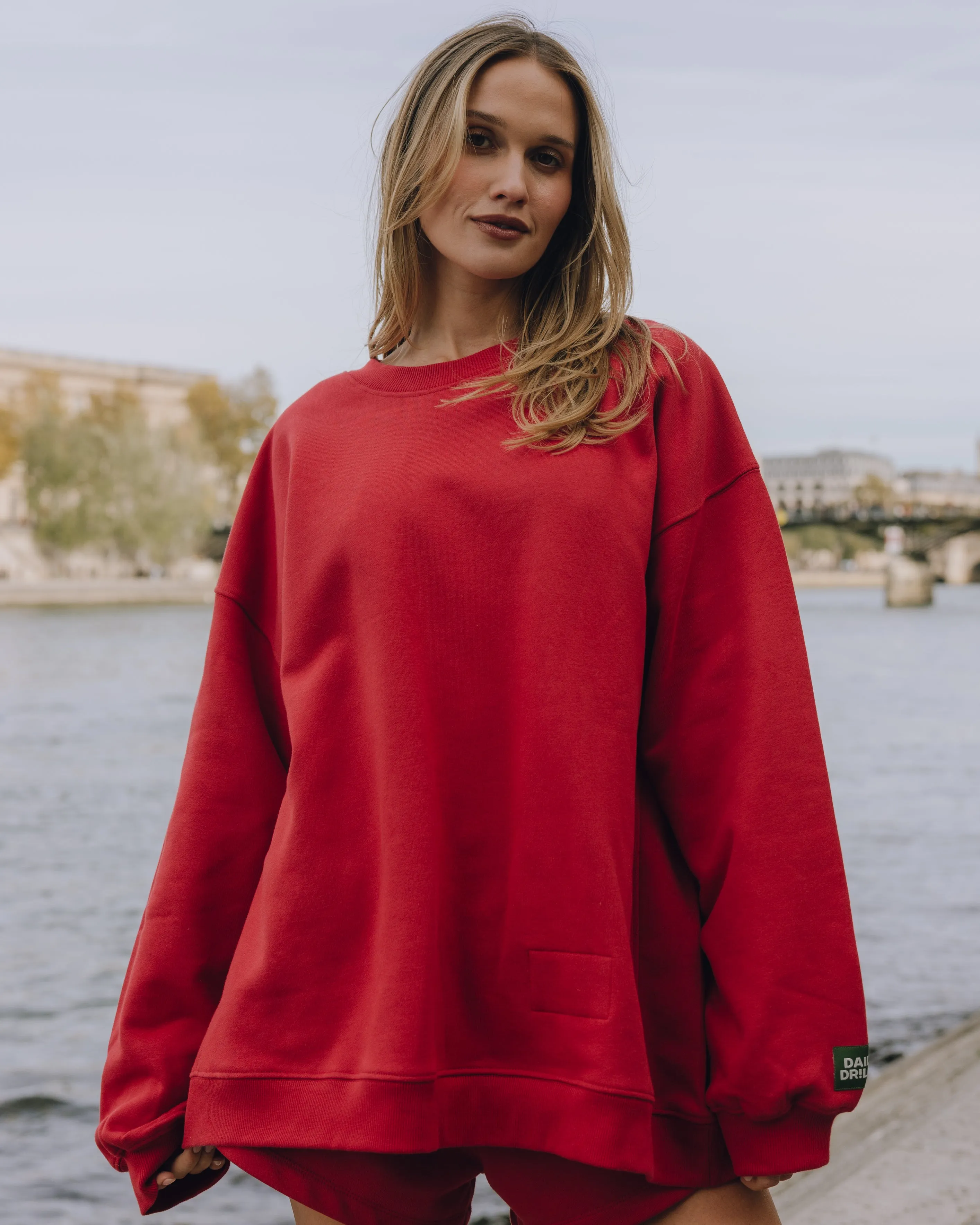 Oversized Fleece Crew - Vintage Red sold by Daily Drills