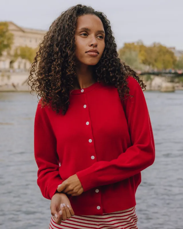Cashmere Button Up Sweater - Red made by Daily Drills