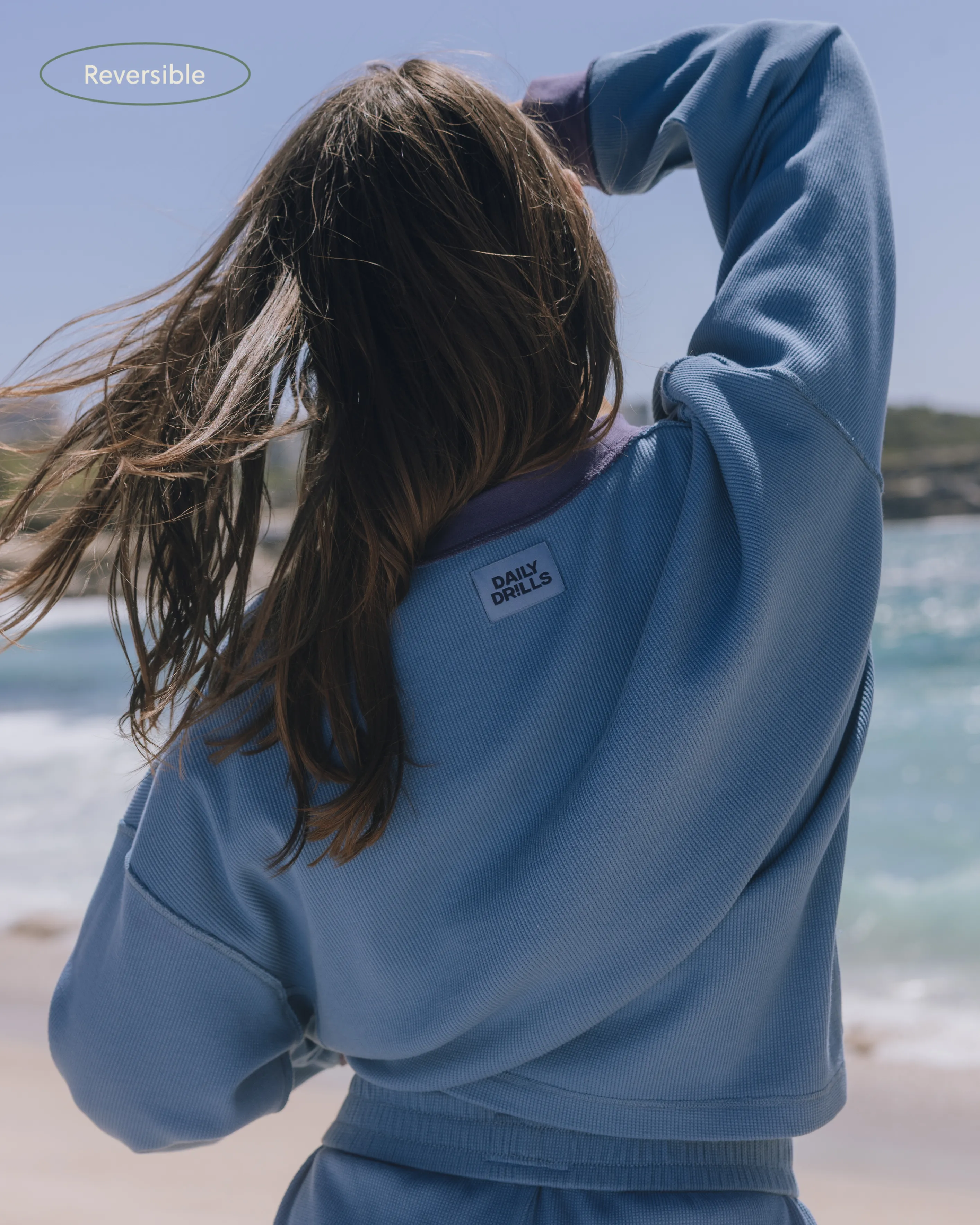 Oversized Thermal - Cabana + Navy Rib with Tonal Patch sold by Daily Drills product image thumbnail 4