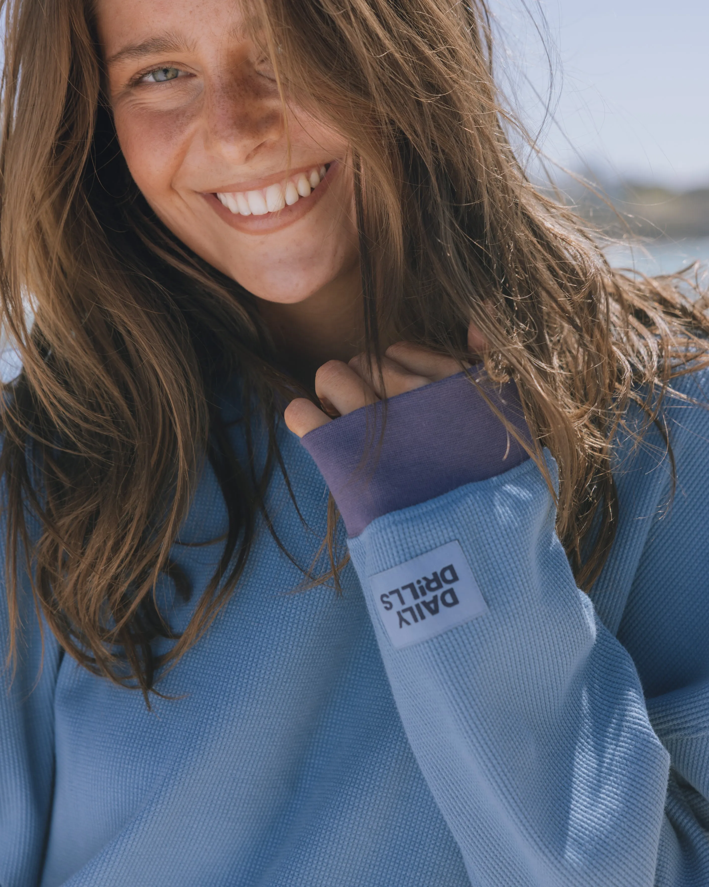 Oversized Thermal - Cabana + Navy Rib with Tonal Patch sold by Daily Drills product image thumbnail 3