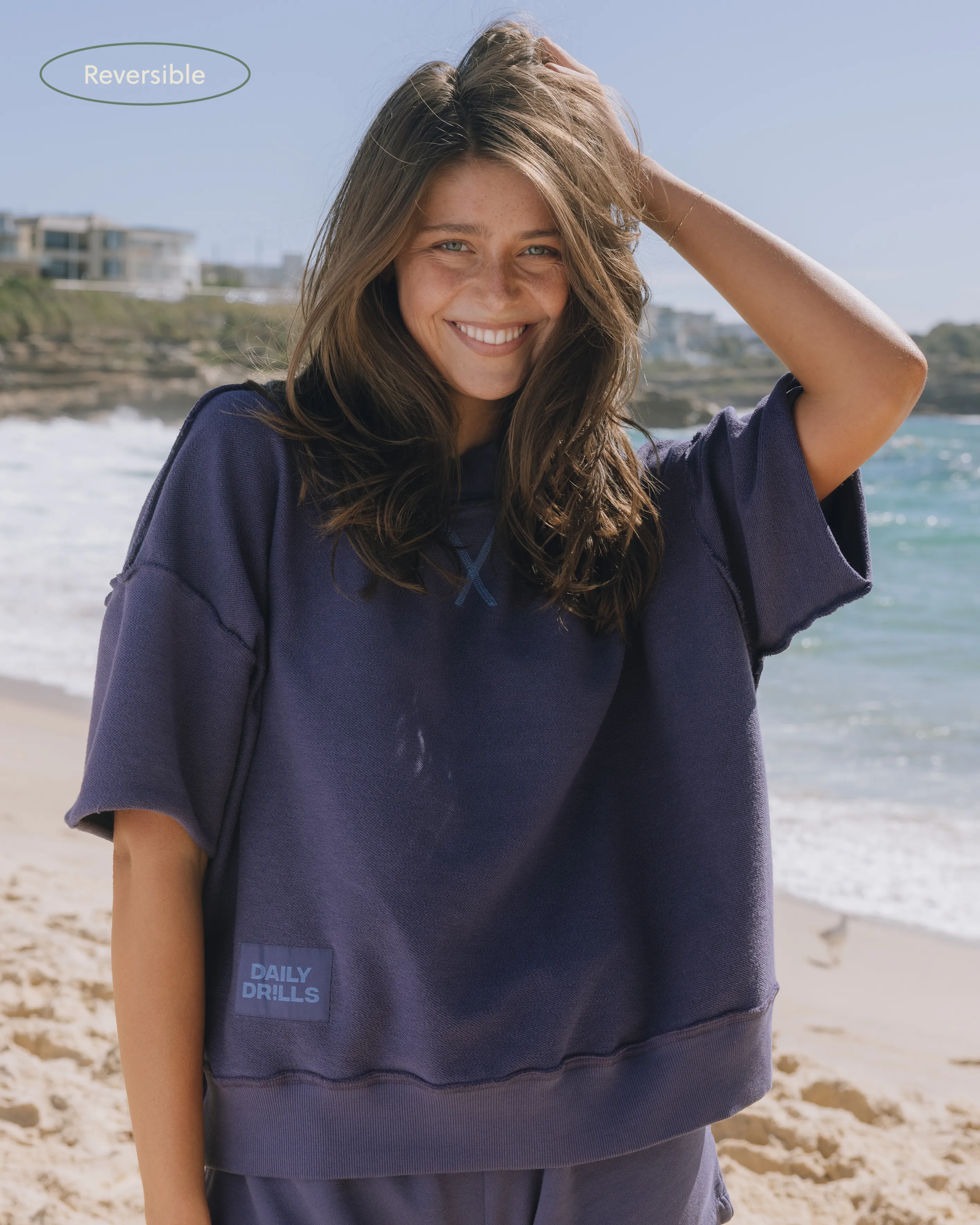 Cropped Sleeve Vintage Crew - Navy + Cabana with Tonal Patch sold by Daily Drills product image thumbnail 5