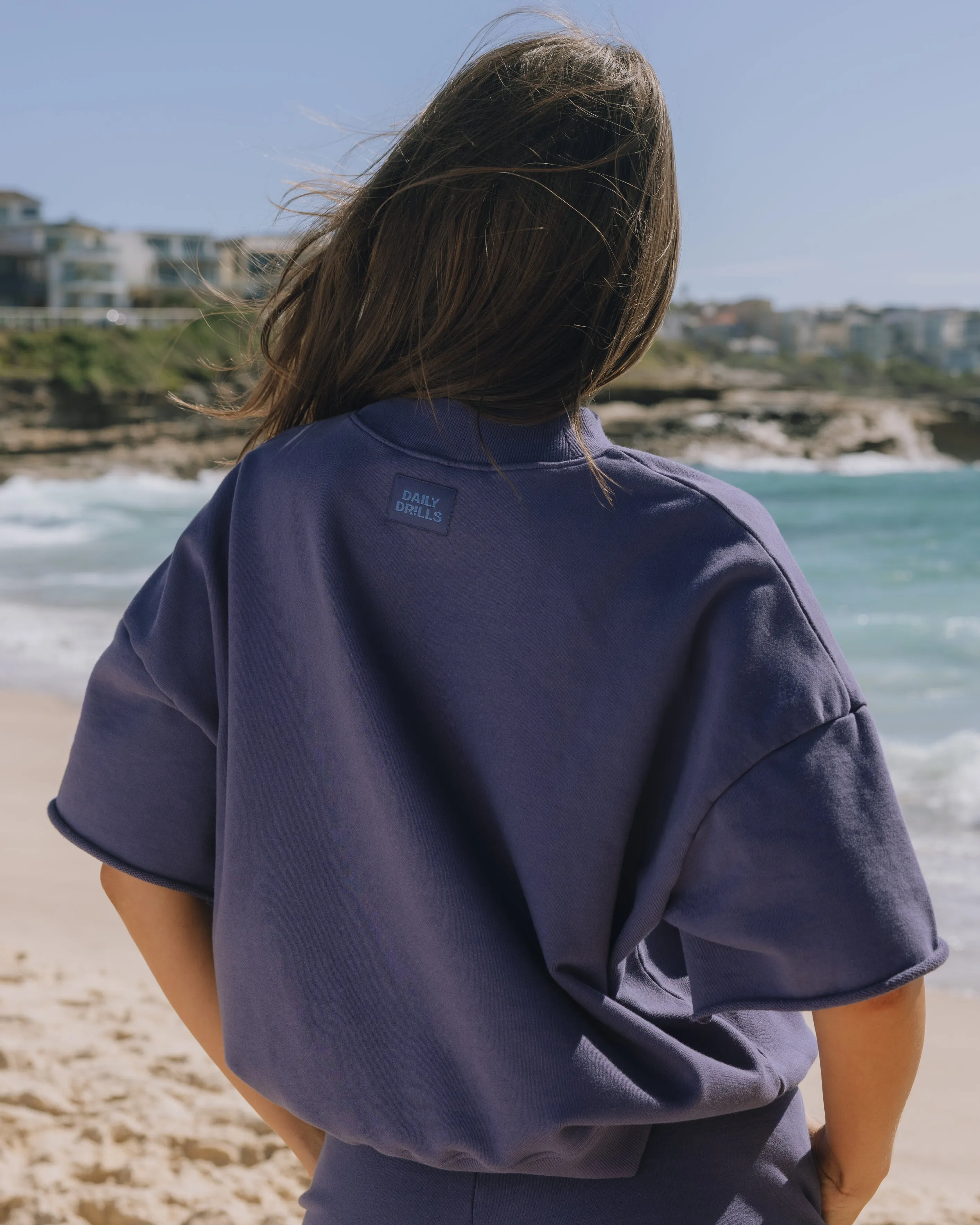 Cropped Sleeve Vintage Crew - Navy + Cabana with Tonal Patch sold by Daily Drills product image thumbnail 2