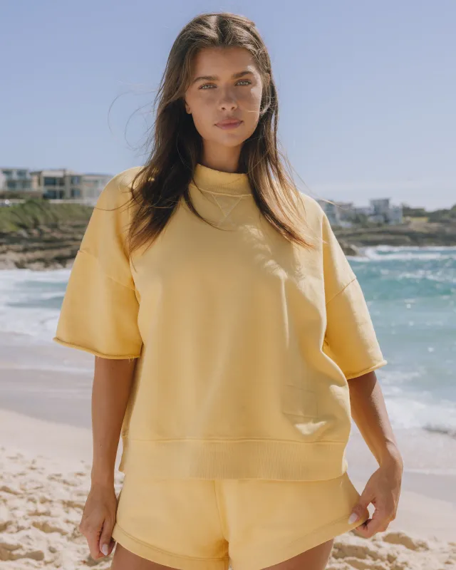 Cropped Sleeve Vintage Crew - Sunny + Butter with Tonal Patch sold by Daily Drills