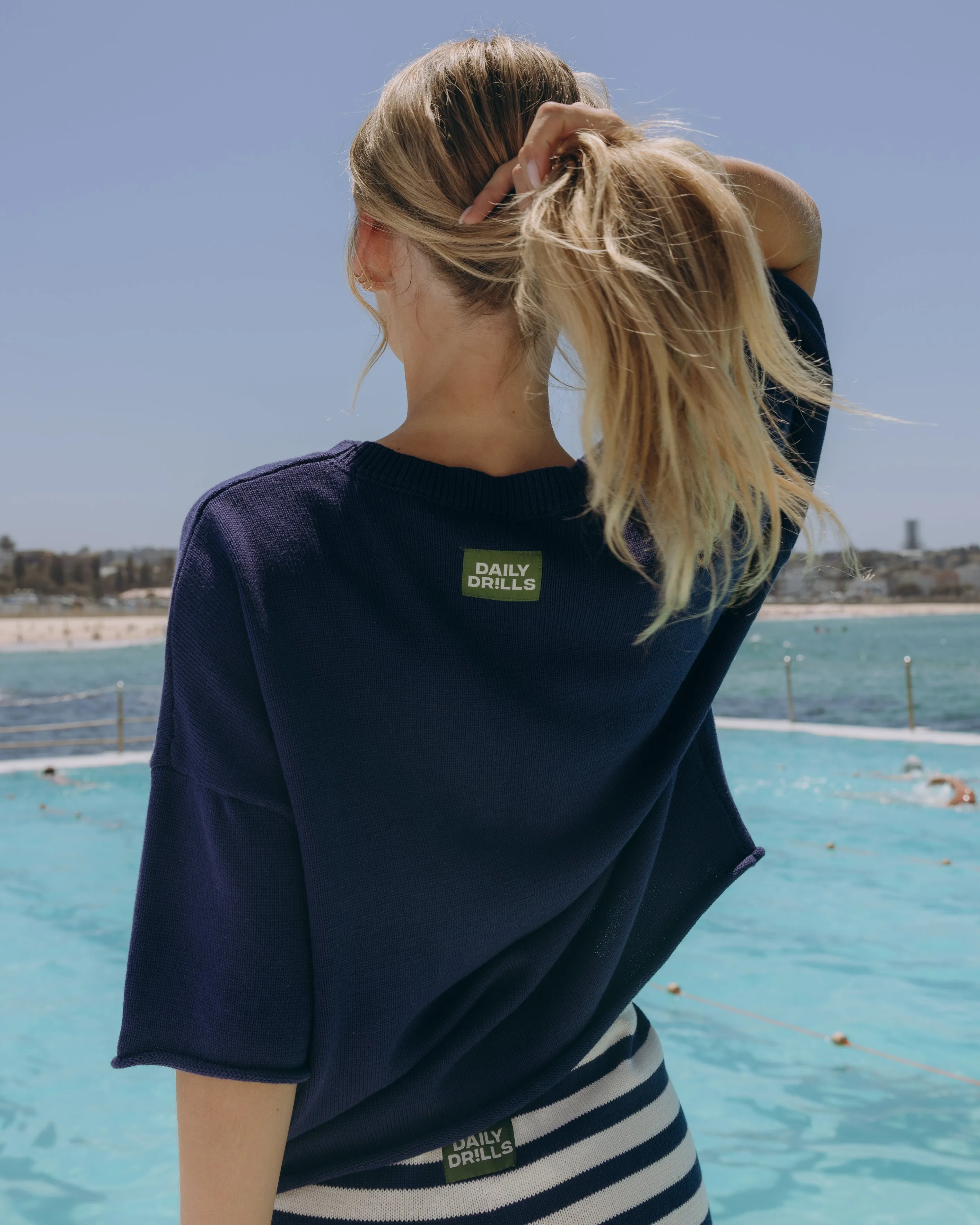 Beach Knit Cropped Sleeve - Navy sold by Daily Drills product image thumbnail 2