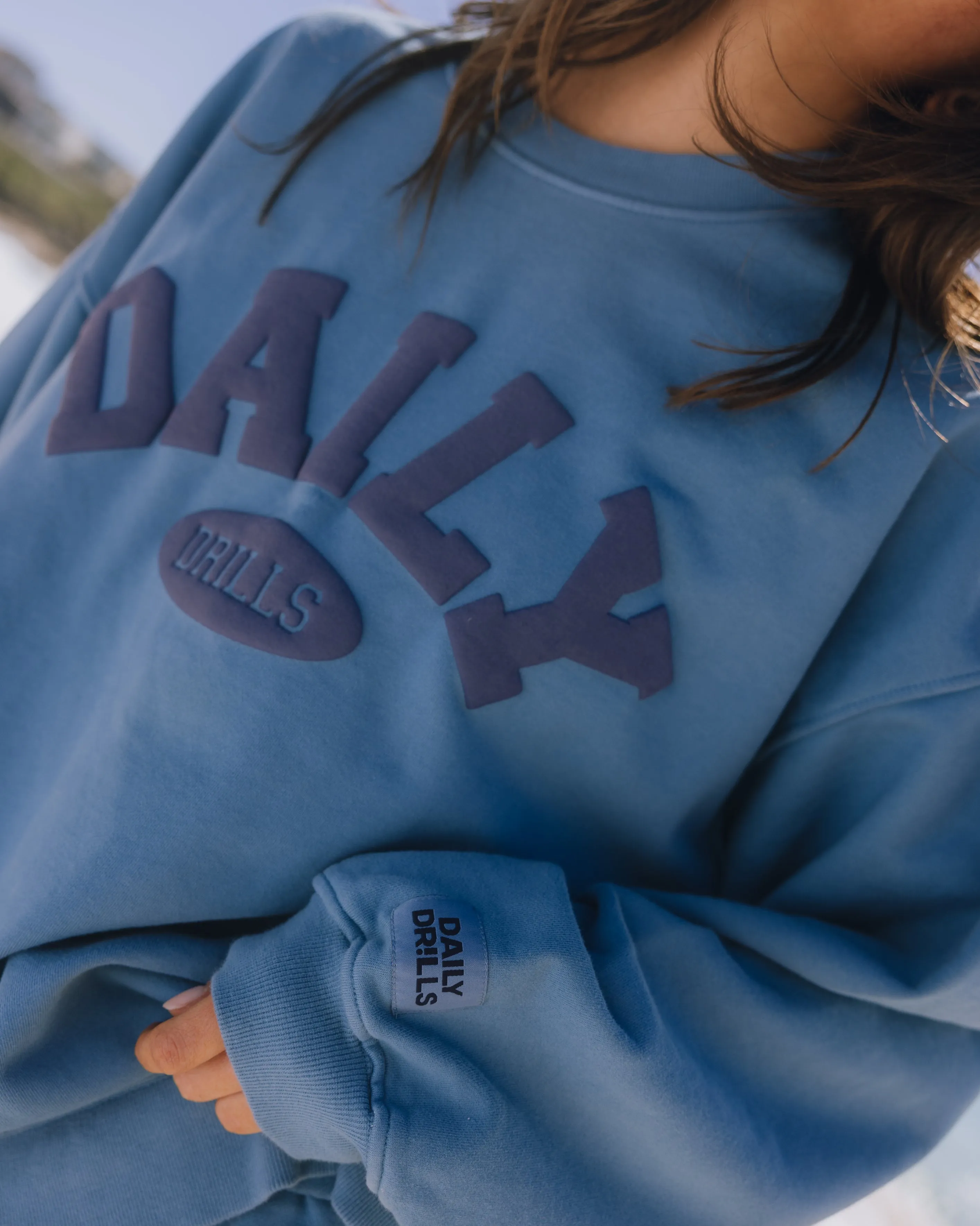 Oversized Daily Crew - Cabana + Navy with Tonal Patch sold by Daily Drills product image thumbnail 3