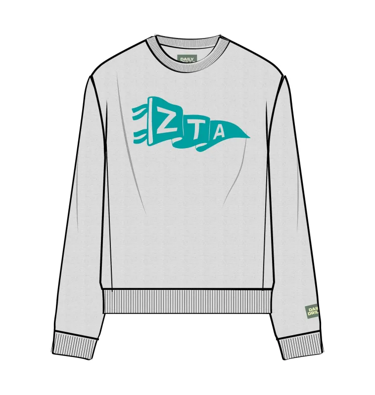 Oversized Fleece Zeta Tau Alpha Crew - Heather Grey + Teal made by Daily Drills