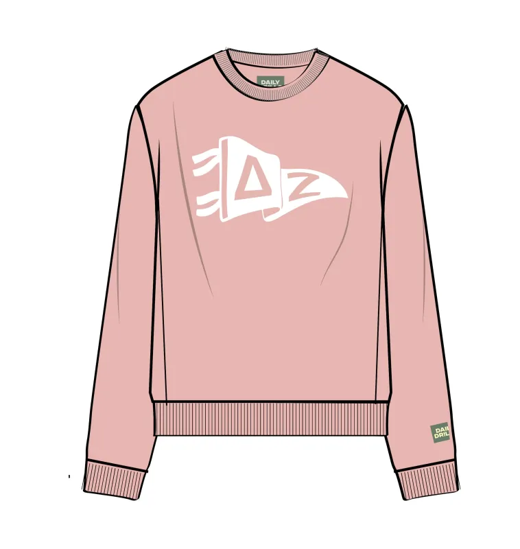 Oversized Delta Zeta Crew - Dusty Rose + White made by Daily Drills