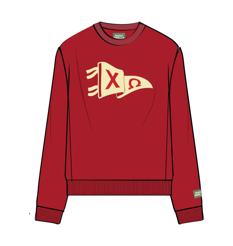 Oversized Chi Omega Crew - Vintage Red + Butter made by Daily Drills