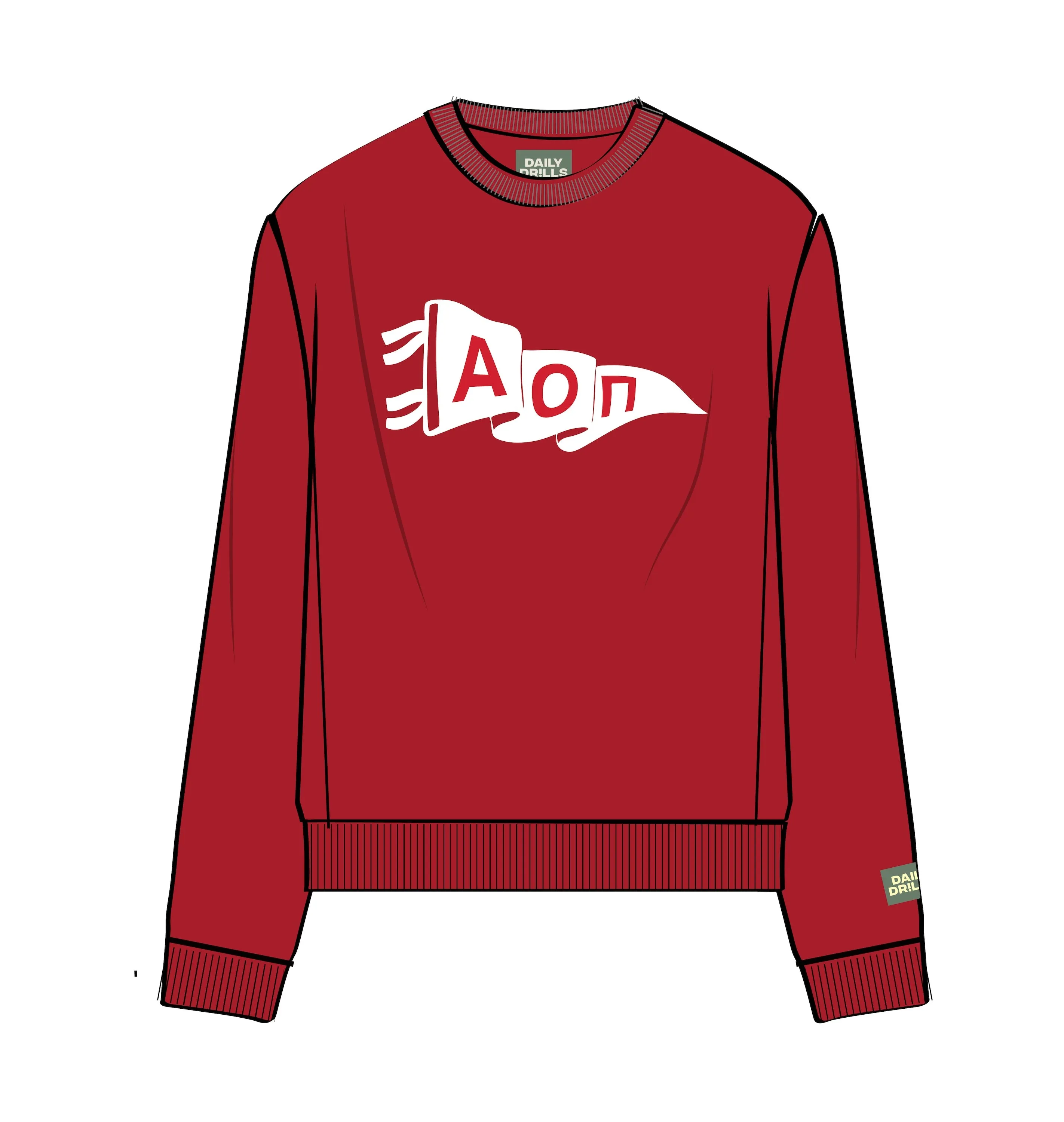 Oversized Alpha Omicron Pi Crew - Vintage Red + White sold by Daily Drills