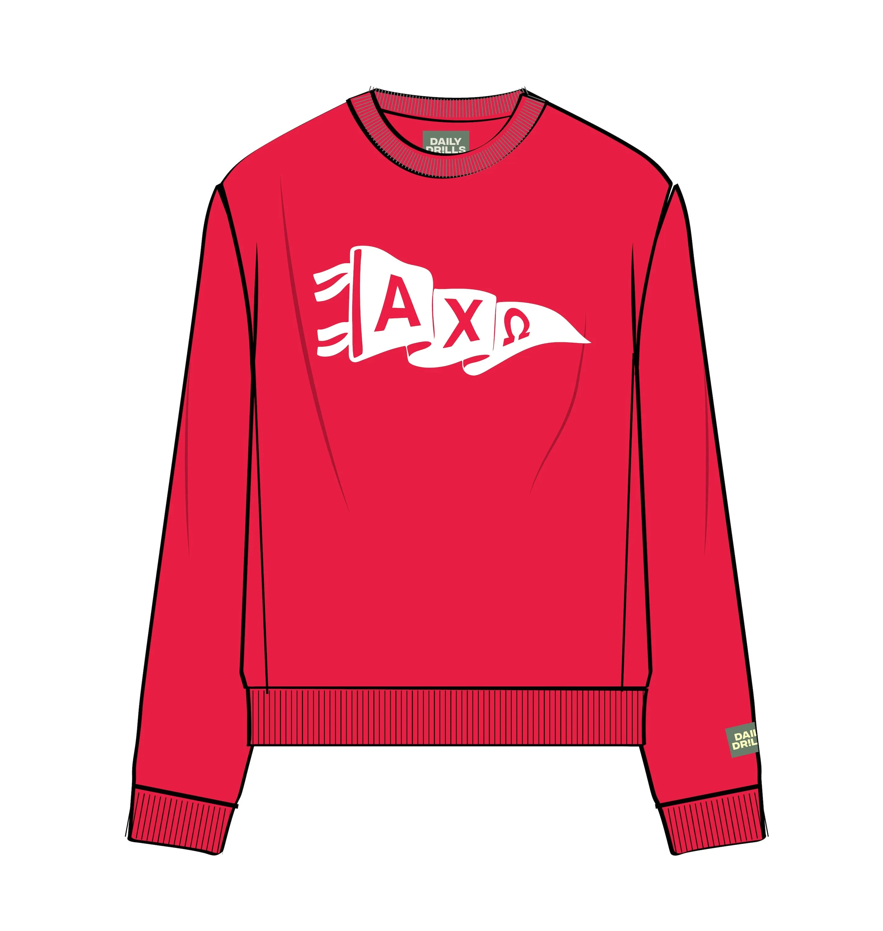 Oversized Alpha Chi Omega Crew - Heart + White sold by Daily Drills