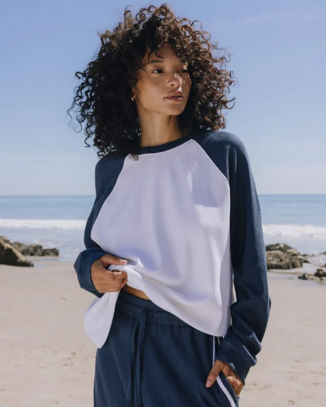 Oversized Raglan Thermal - Denim + White made by Daily Drills