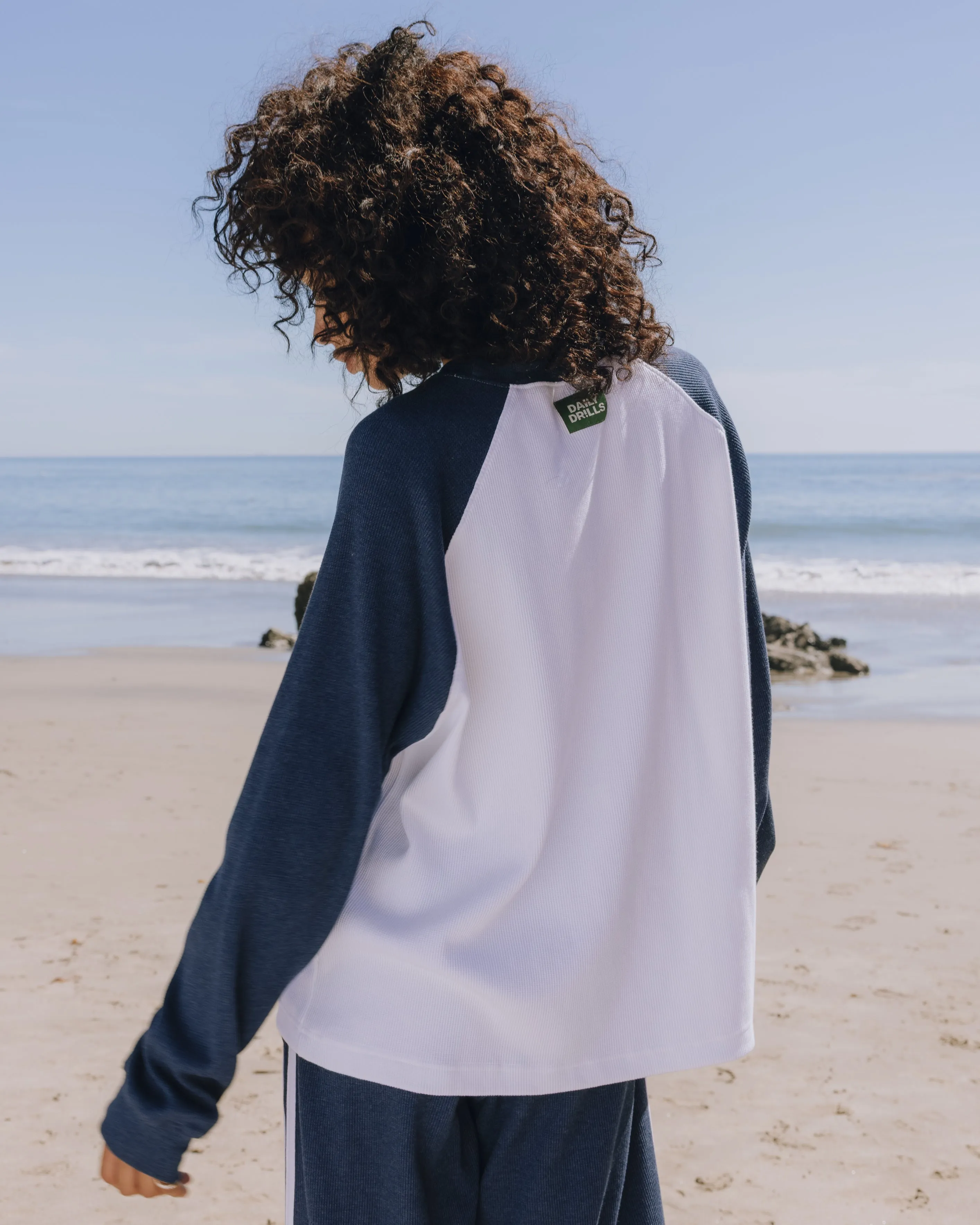 Oversized Raglan Thermal - Denim + White sold by Daily Drills product image thumbnail 2