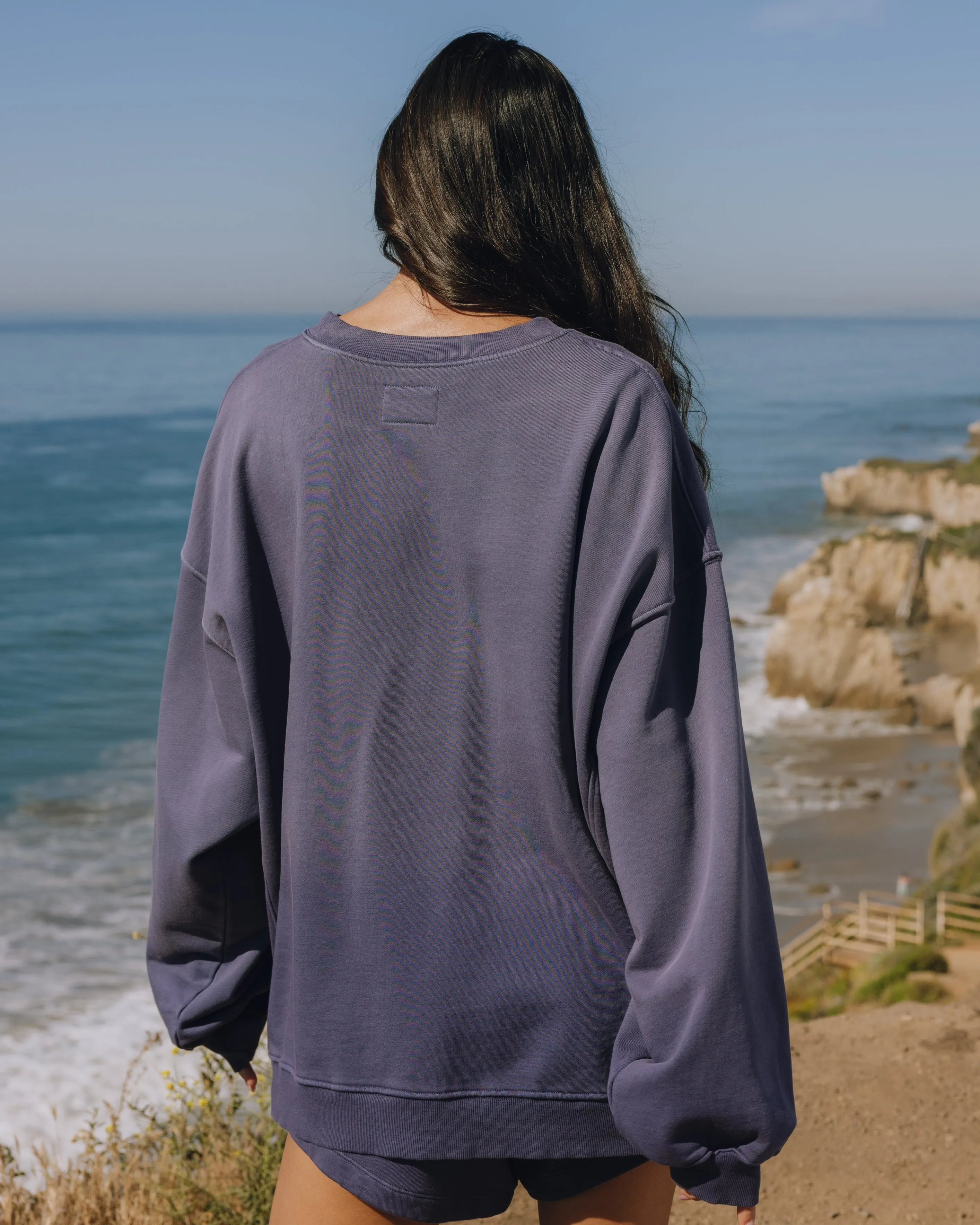 Unisex Oversized Crew - Sunsoaked Navy with Monochrome Patch sold by Daily Drills product image thumbnail 2