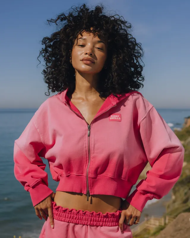 Double Zip Hoodie - Sunsoaked Hot Shot with Monochrome Patch made by Daily Drills