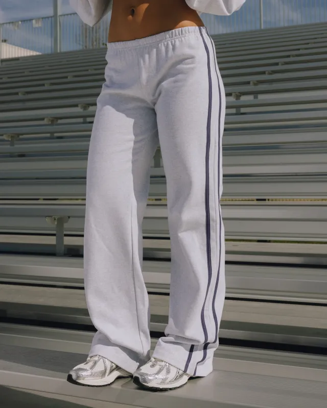 Fleece Low Rise Sweatpants - Heather Grey with Navy Stripes made by Daily Drills