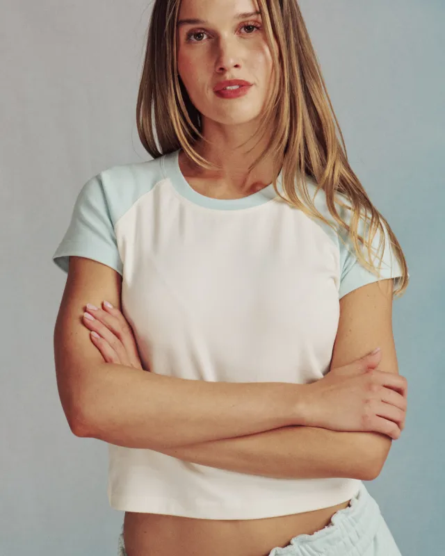 Raglan Everyday Tee - Lake Day + Cream made by Daily Drills