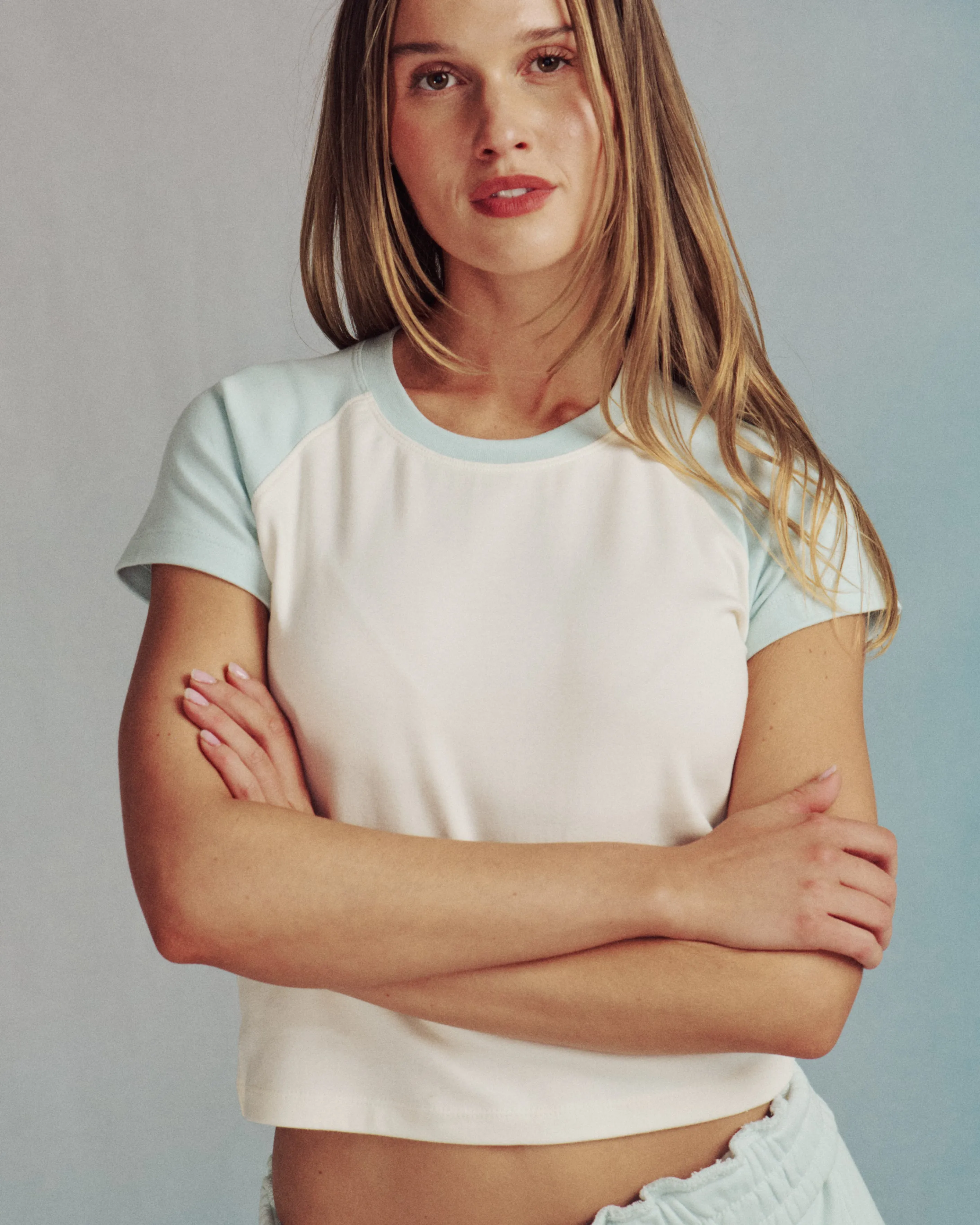 Raglan Everyday Tee - Lake Day + Cream sold by Daily Drills