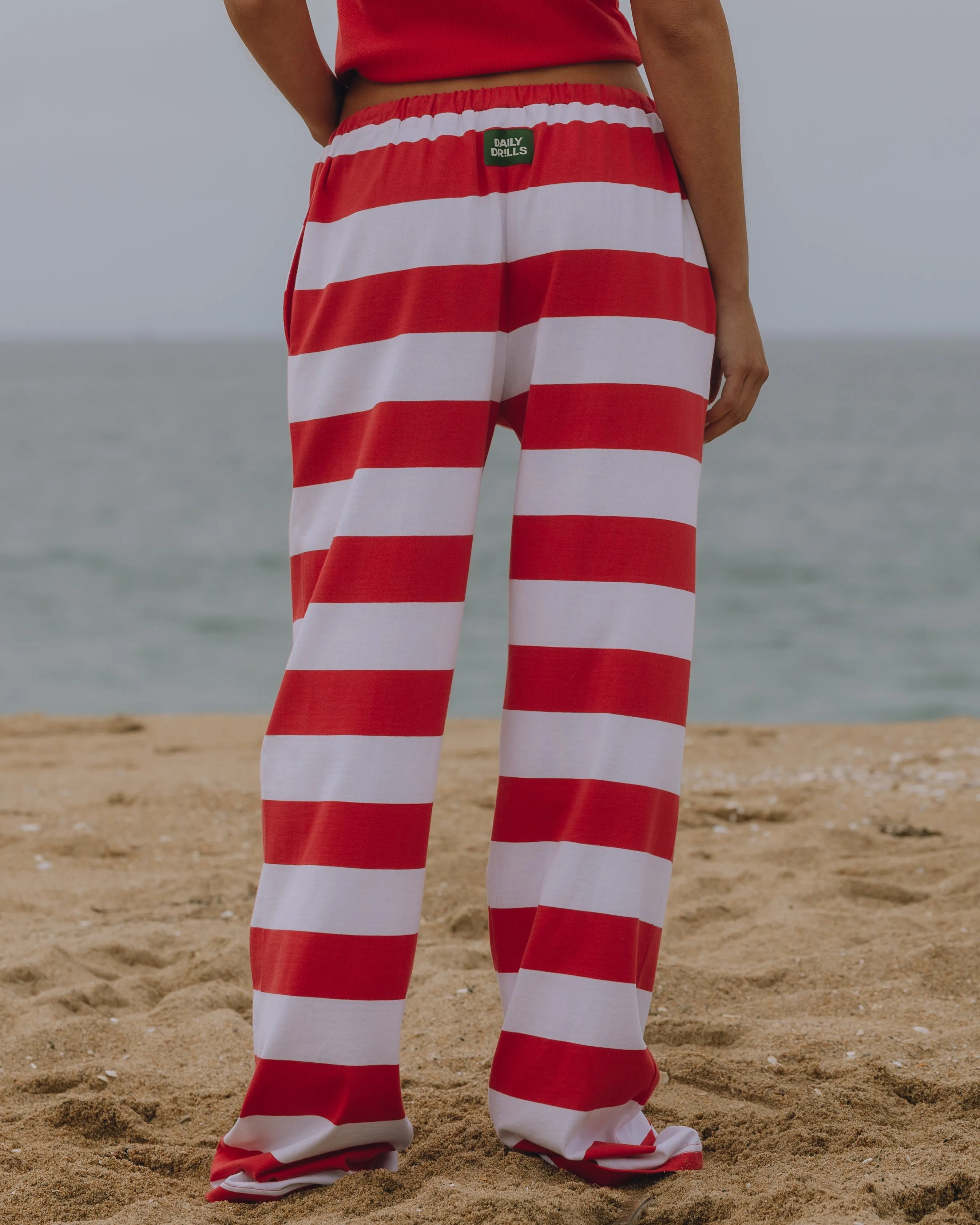 Wide Stripe Cotton Pants - Heart + White sold by Daily Drills product image thumbnail 3