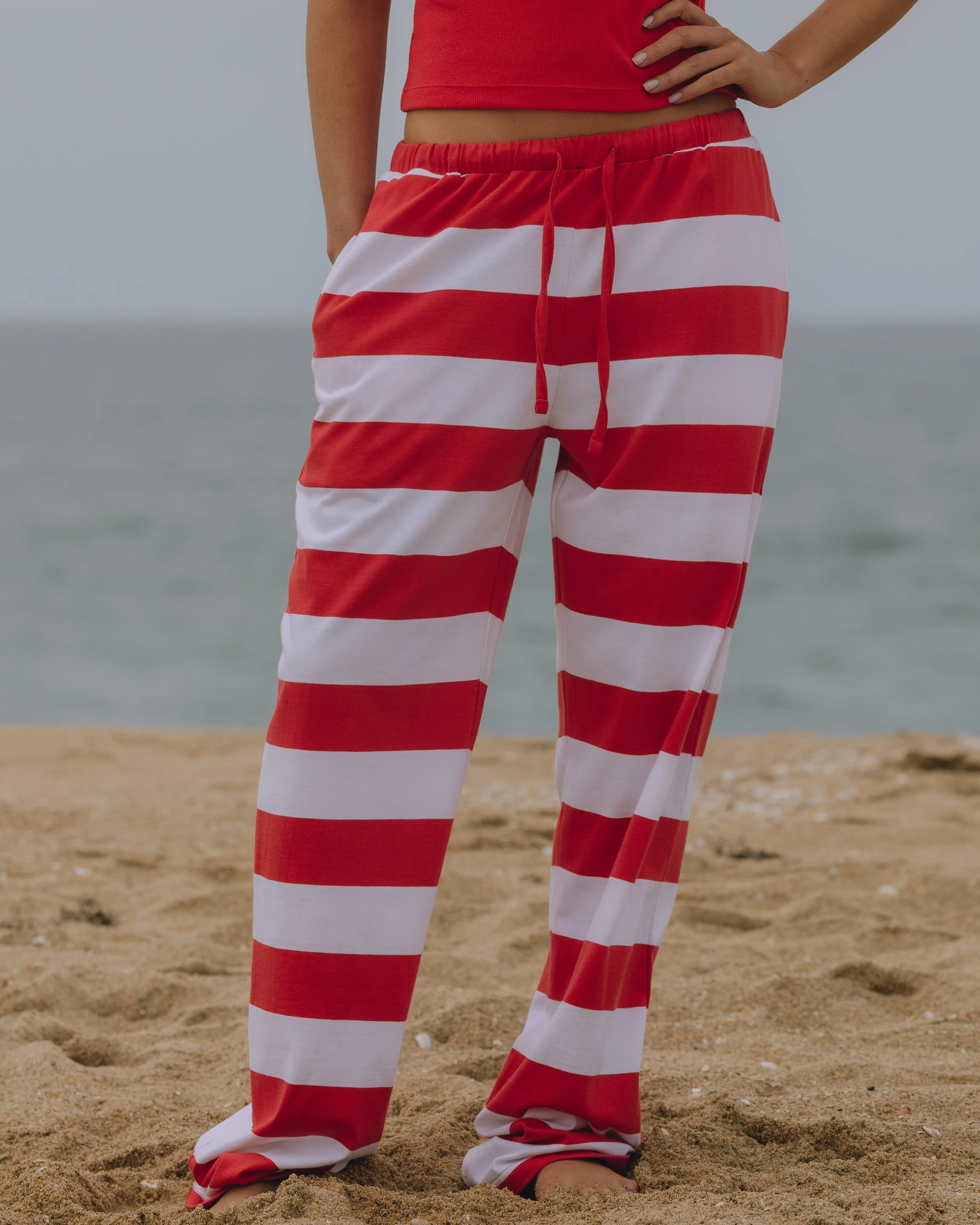 Wide Stripe Cotton Pants - Heart + White sold by Daily Drills product image thumbnail 2