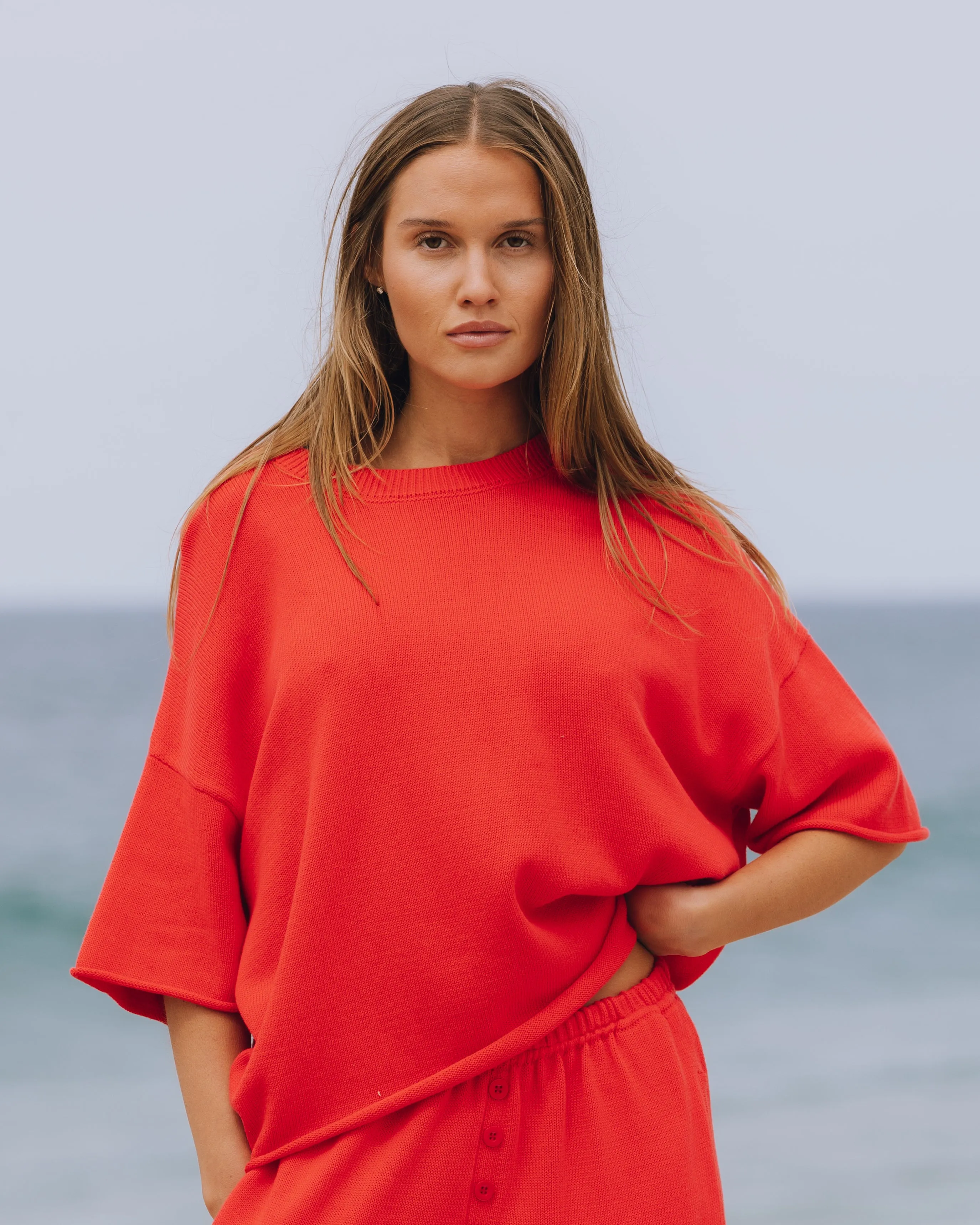 Beach Knit Cropped Sleeve - Heart sold by Daily Drills product image thumbnail 2