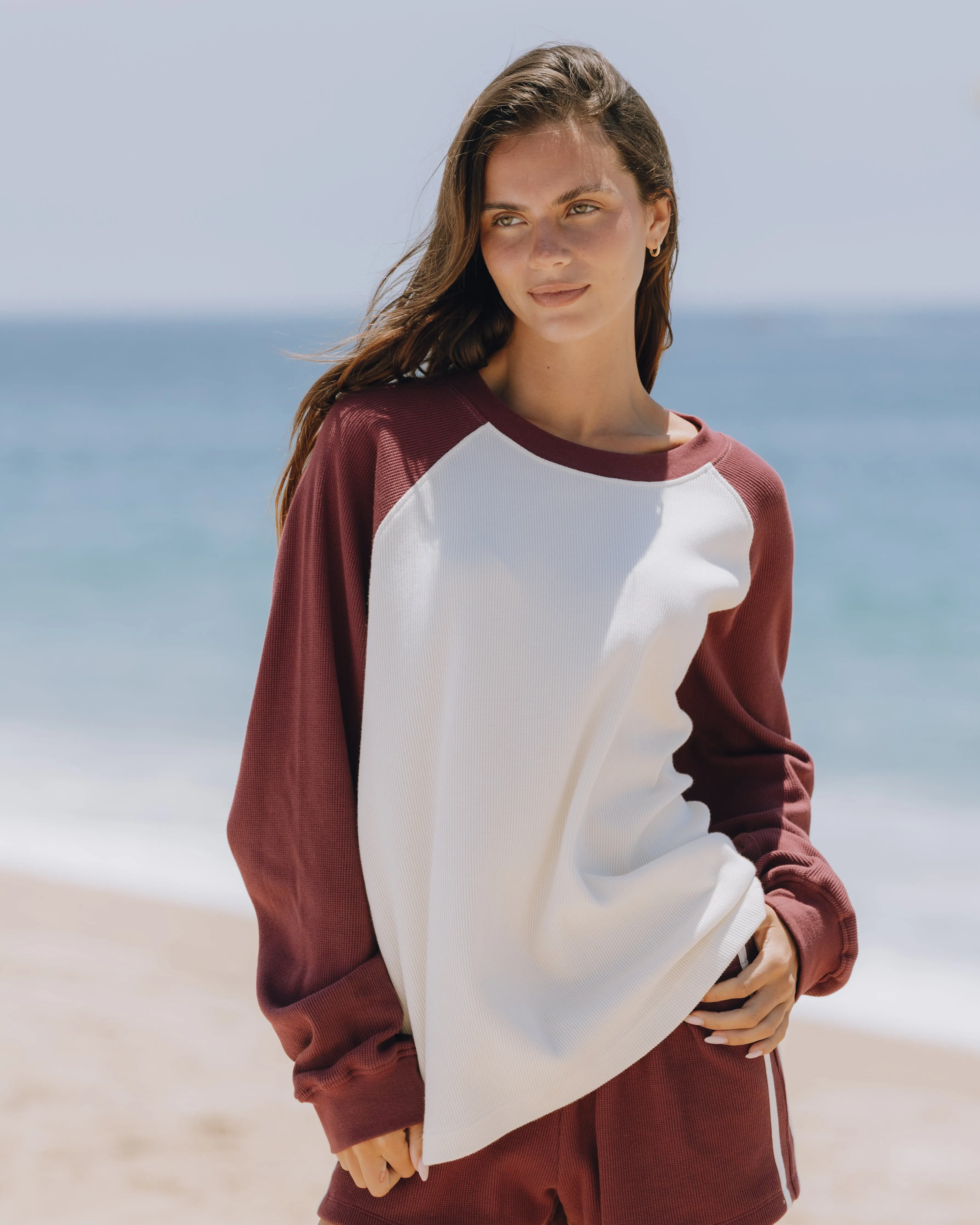 Oversized Raglan Thermal - Bodega + Cream sold by Daily Drills product image thumbnail 2