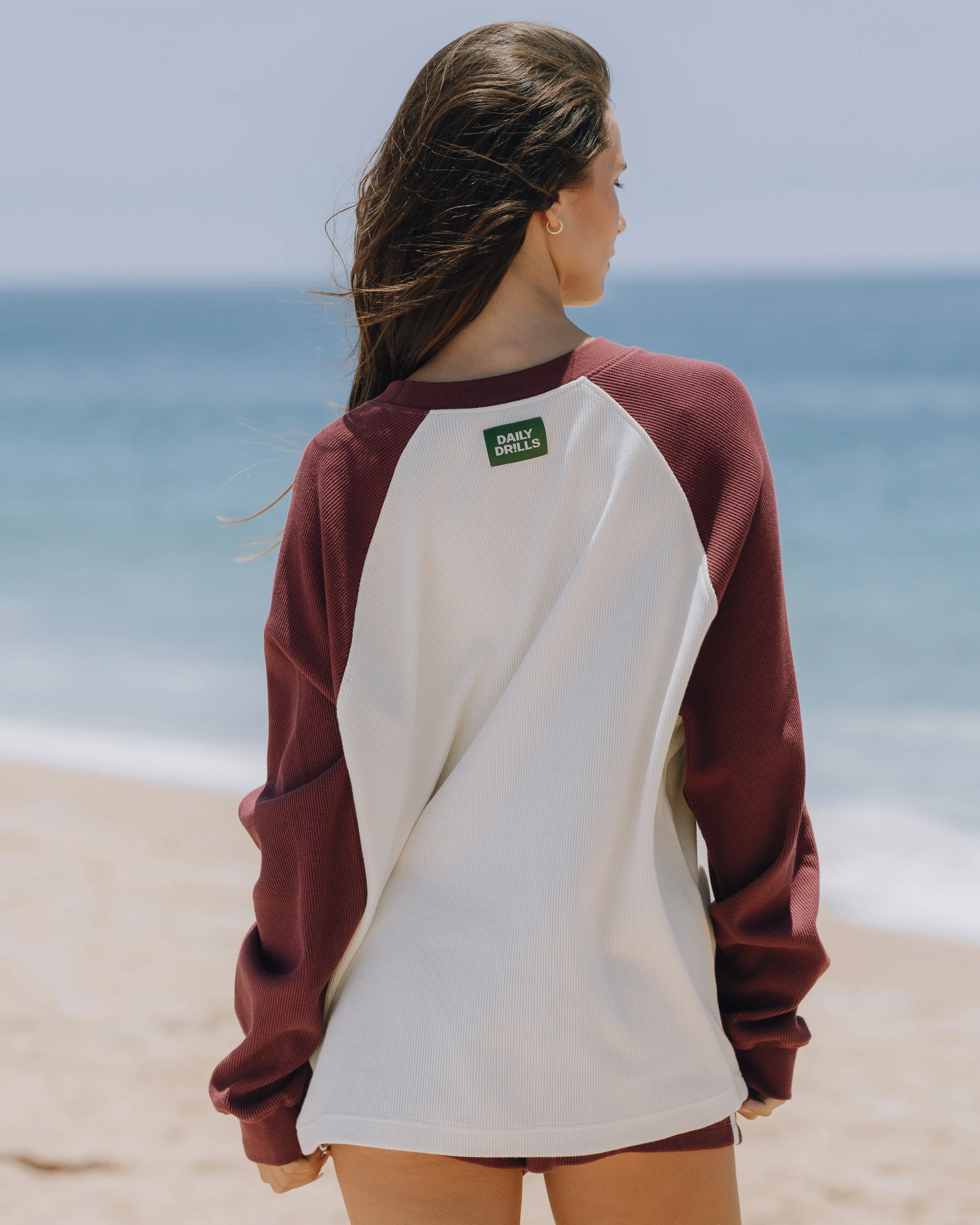 Oversized Raglan Thermal - Bodega + Cream sold by Daily Drills product image thumbnail 3