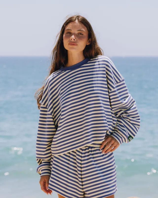 Striped Cotton Long Sleeve - Navy + Lemonade Stripe made by Daily Drills